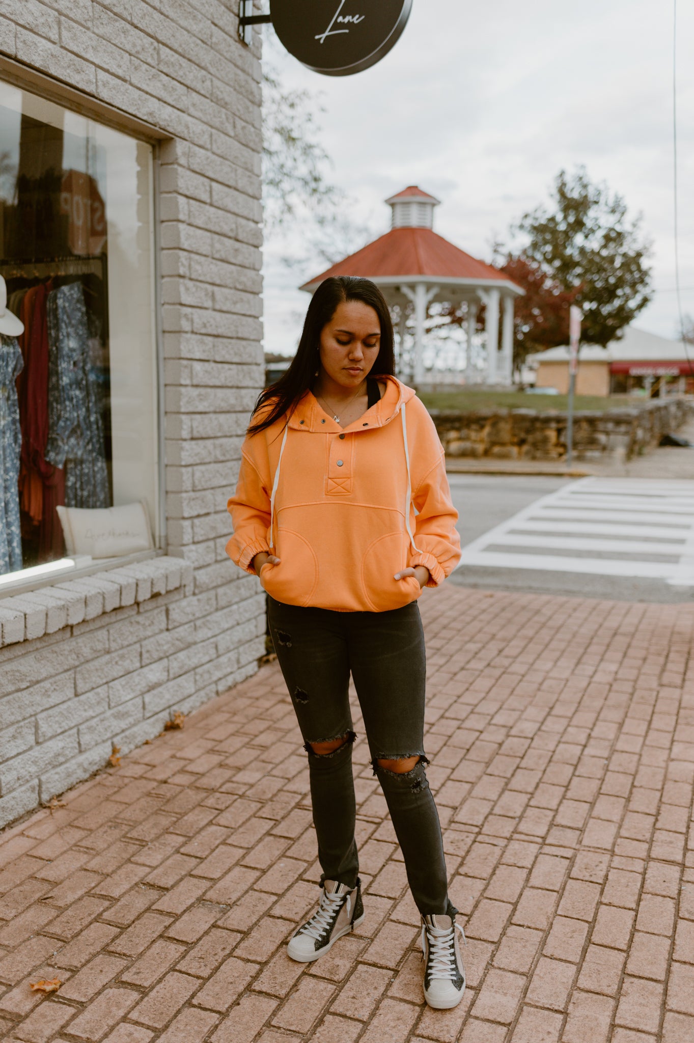 Wearing Orange For Him-Exposed Seam Hoodie