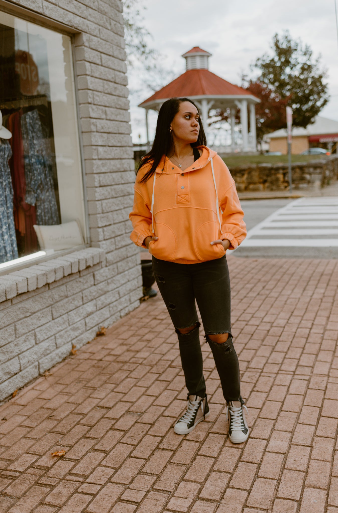 Wearing Orange For Him-Exposed Seam Hoodie