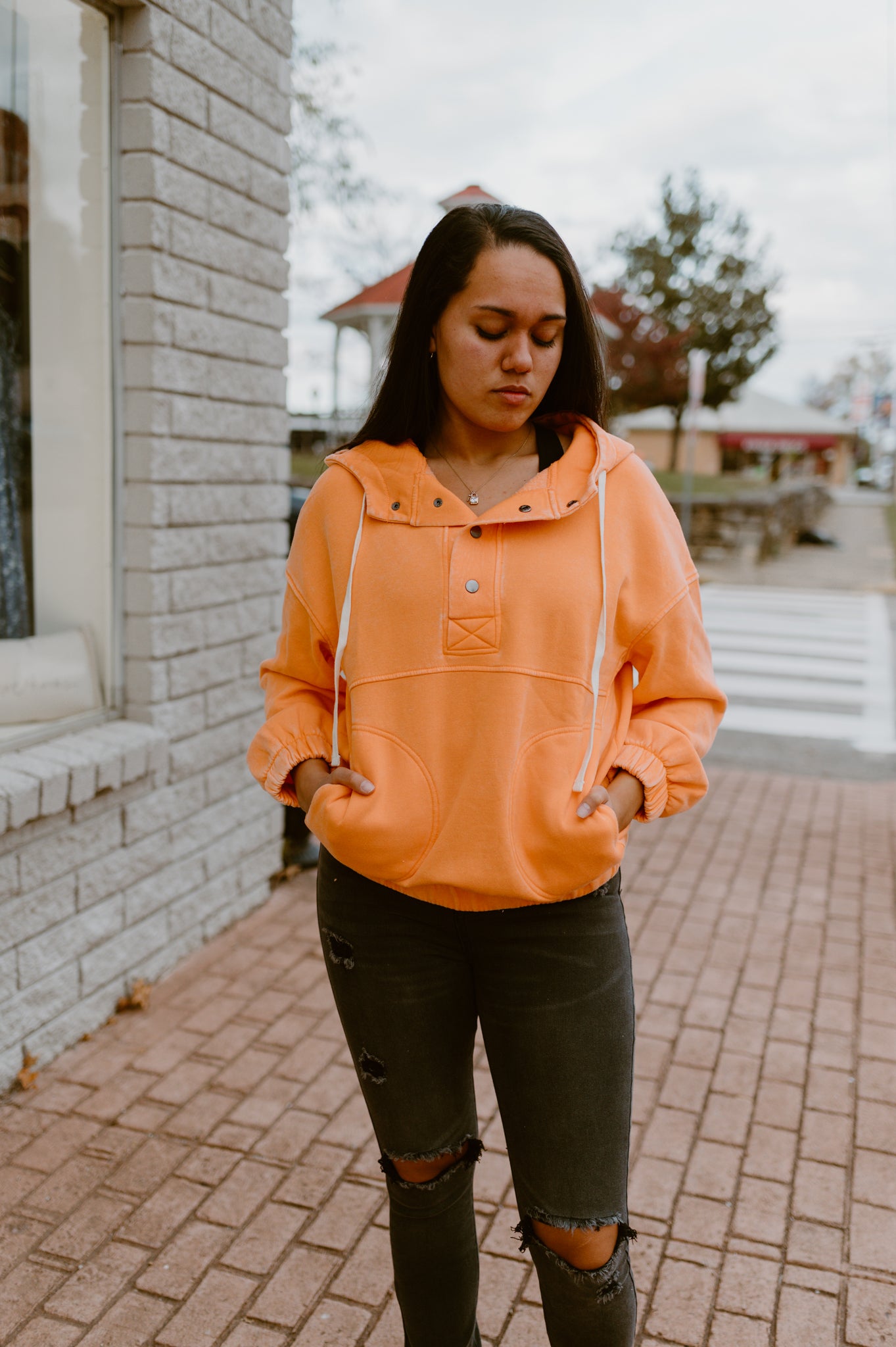 Wearing Orange For Him-Exposed Seam Hoodie