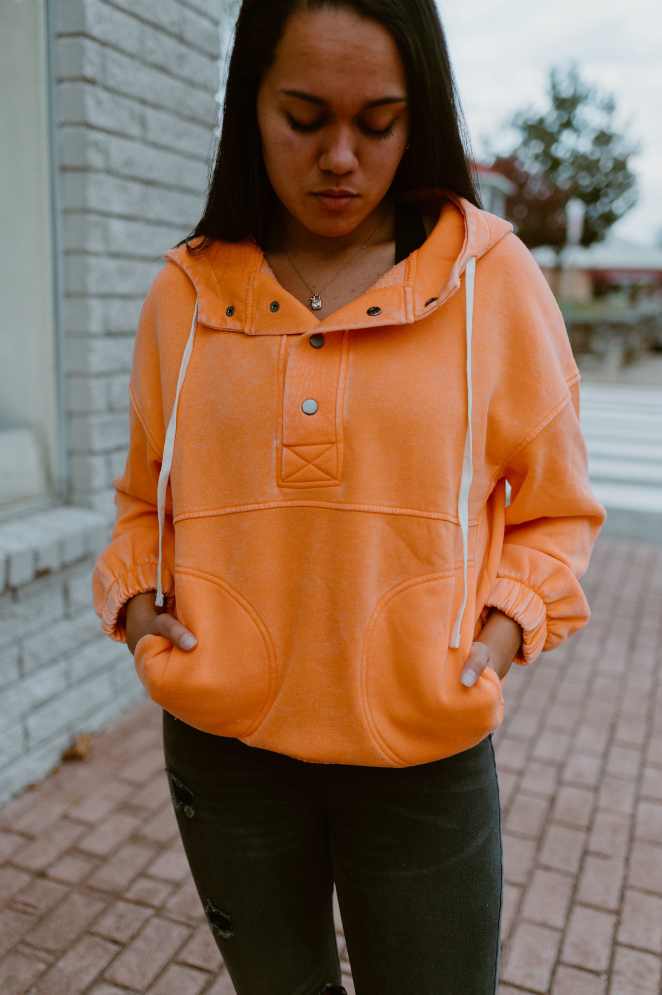 Wearing Orange For Him-Exposed Seam Hoodie