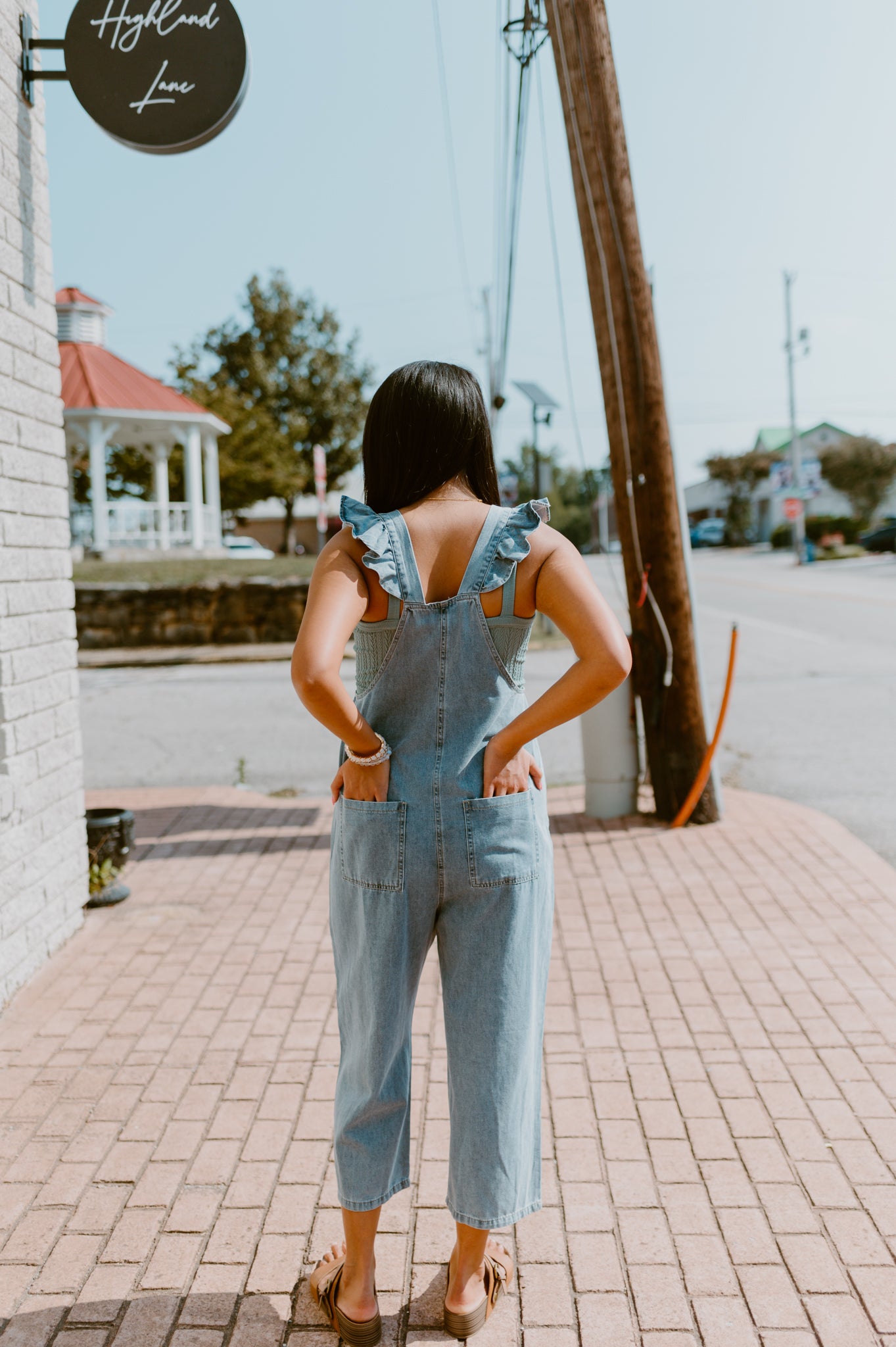 Ruffle Strapped Denim Jumper