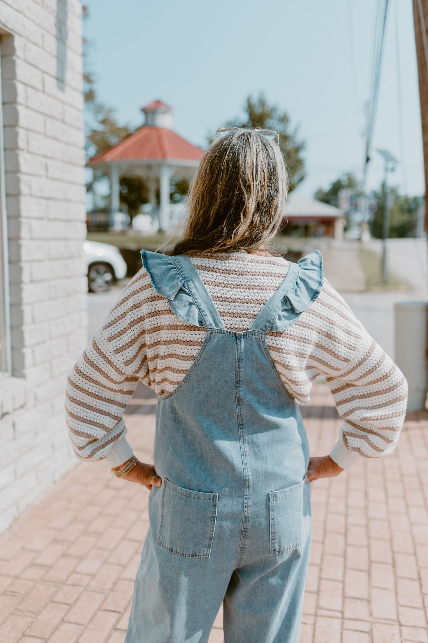 Ruffle Strapped Denim Jumper