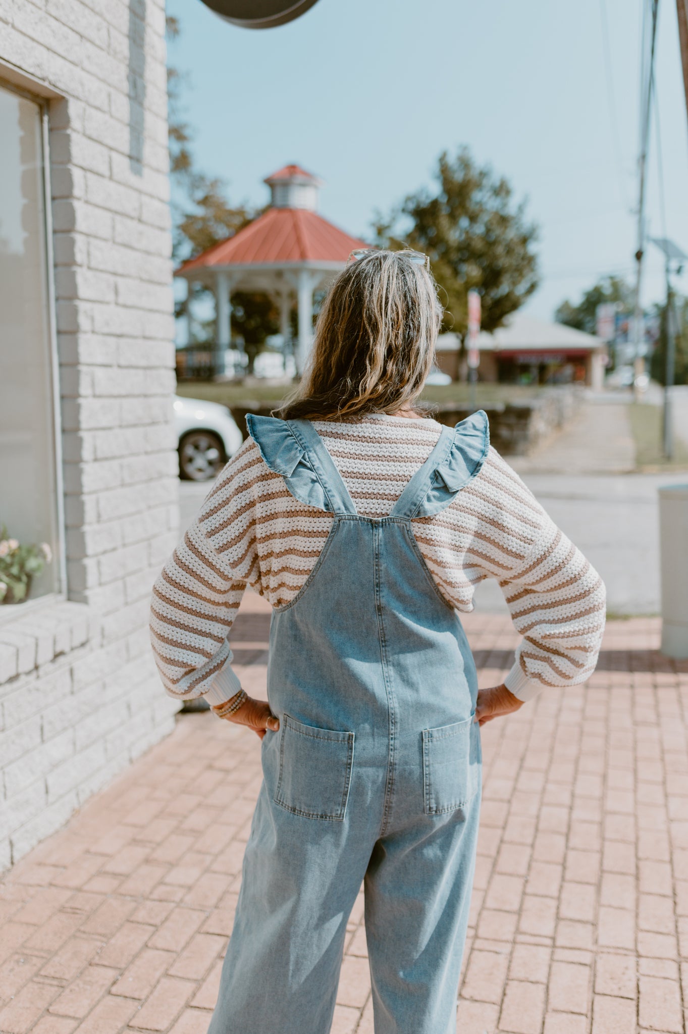 Ruffle Strapped Denim Jumper