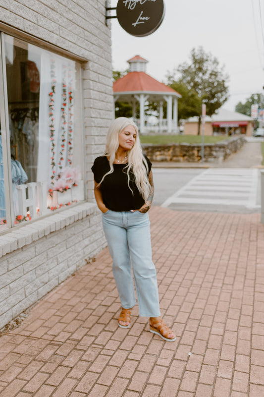 Linen Black Crop Top