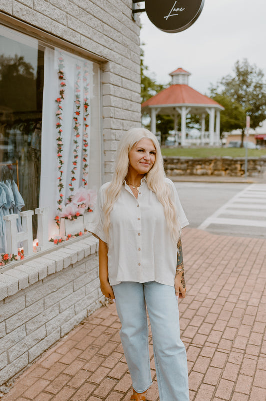 Linen Puff Sleeve Blouse | Sand