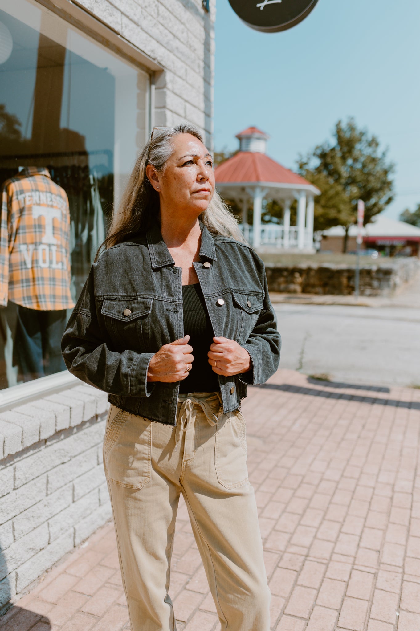 Black Ribbed Hem Denim Jacket