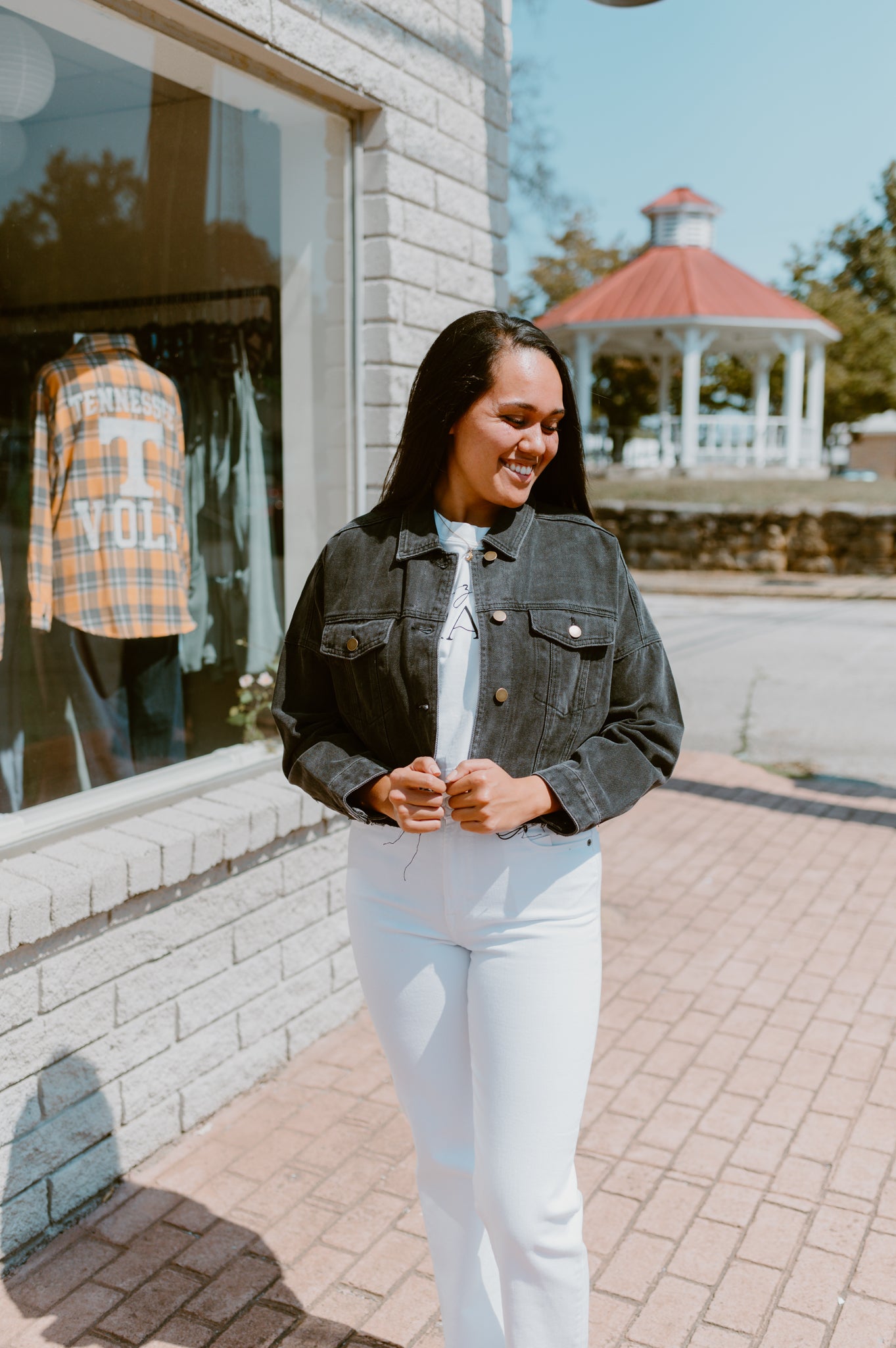 Black Ribbed Hem Denim Jacket