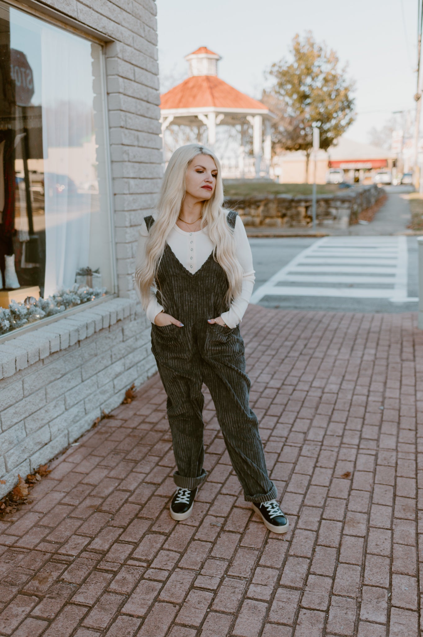 Soft Cord Jumpsuit | Charcoal