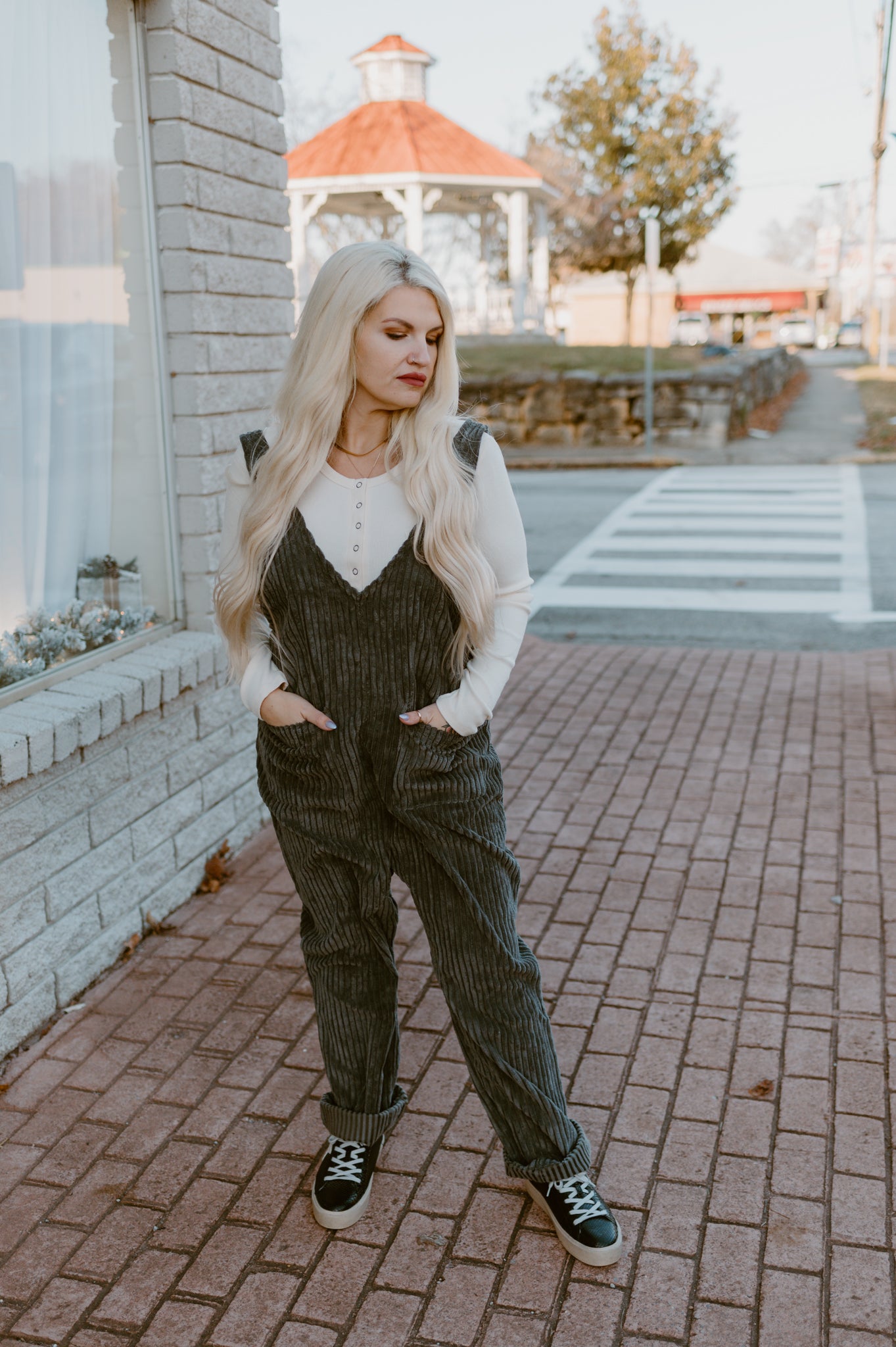 Soft Cord Jumpsuit | Charcoal