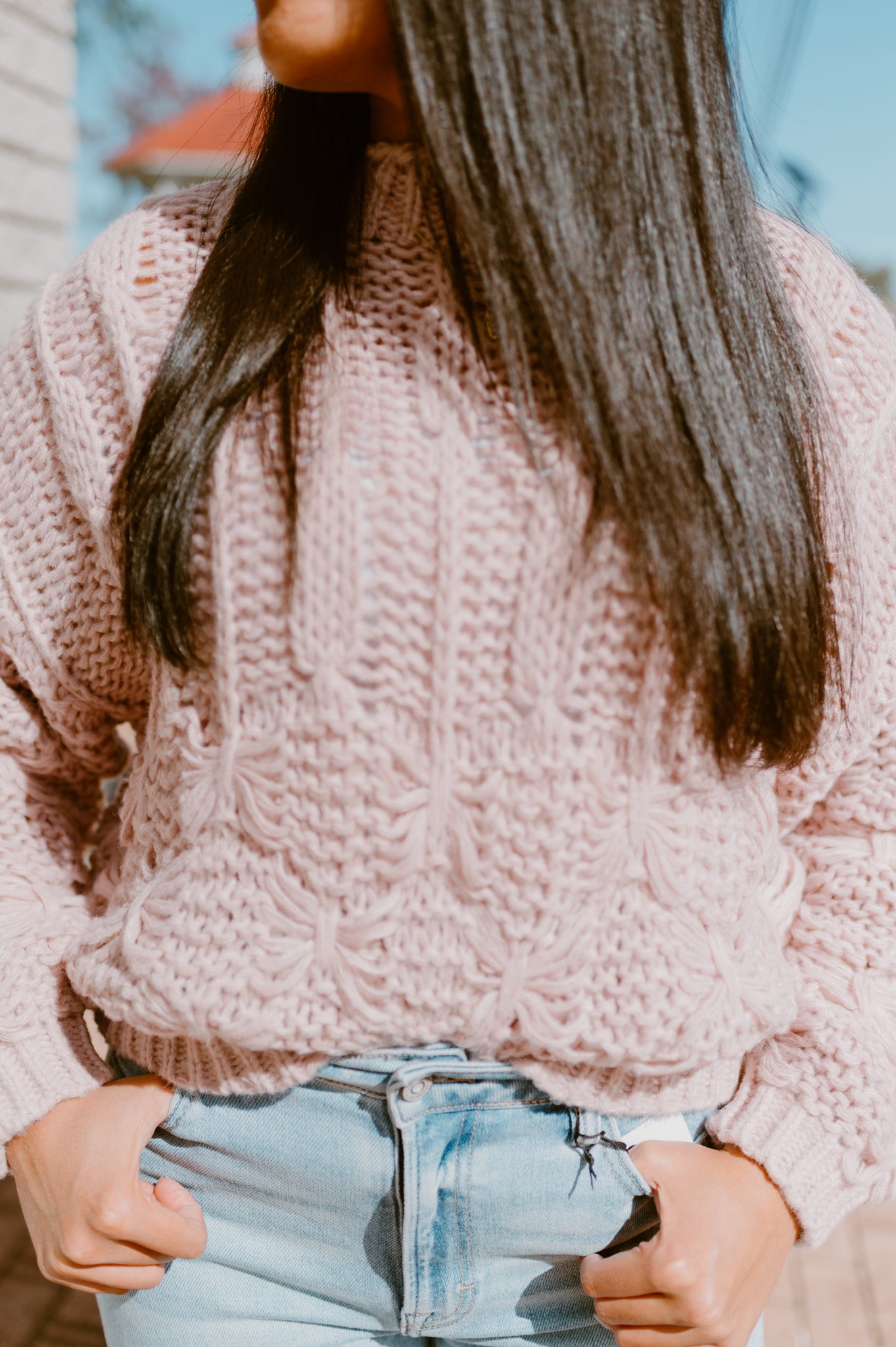 The Frankie Cable Knit Cropped Sweater | Lilac