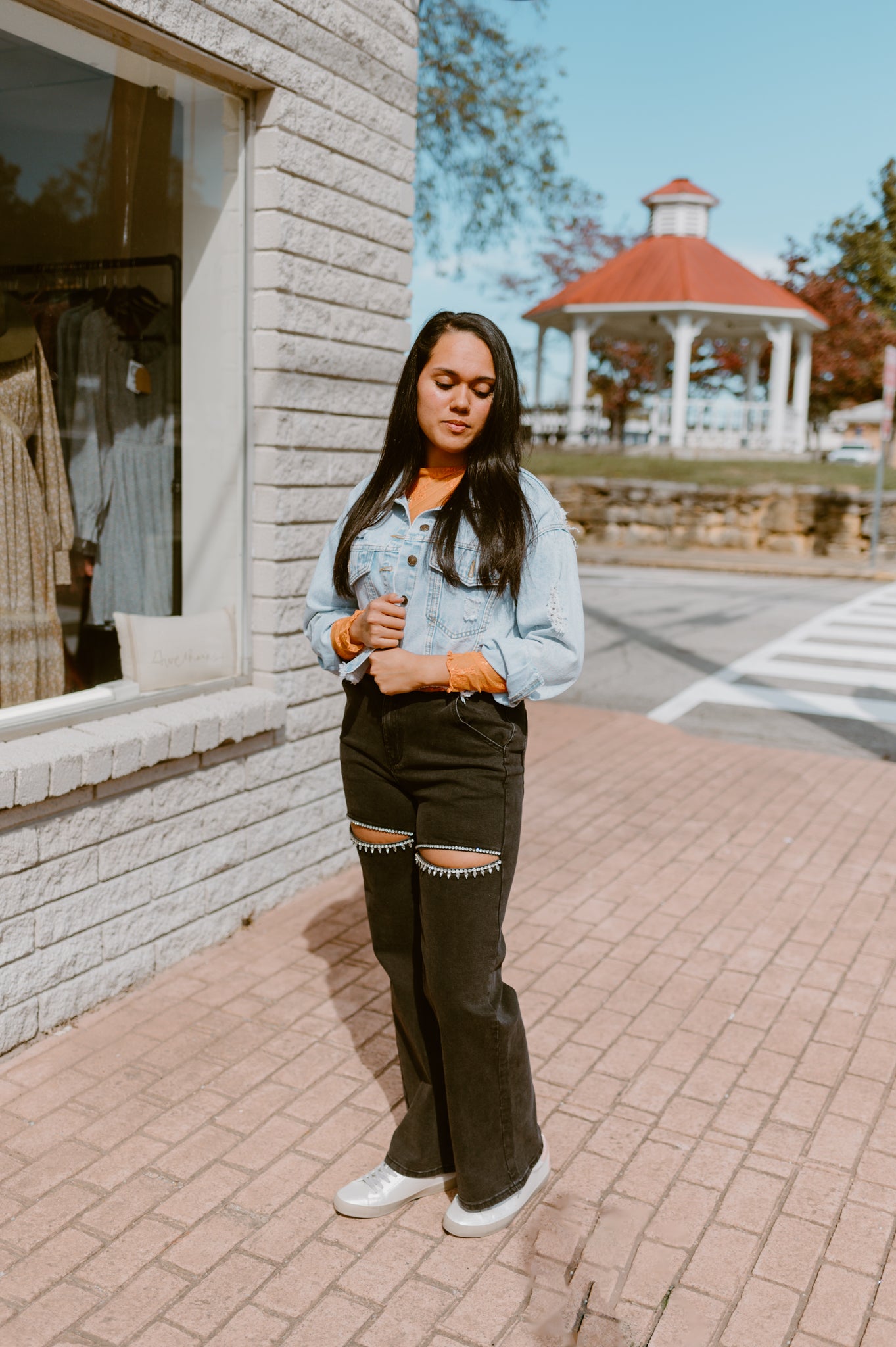 Orange Floral Lace Top