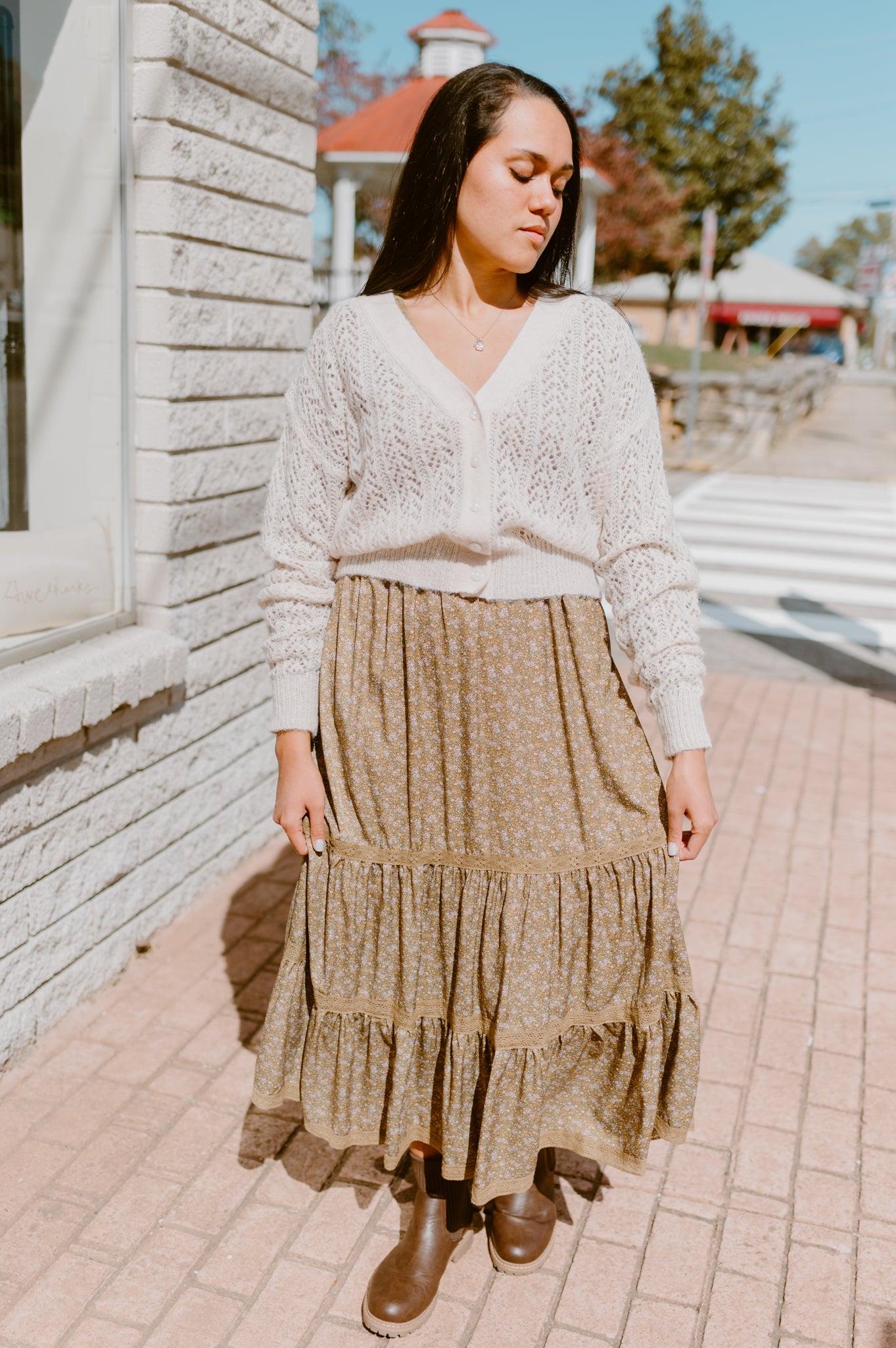 Delicate Lace Pattern Cardigan | Cream