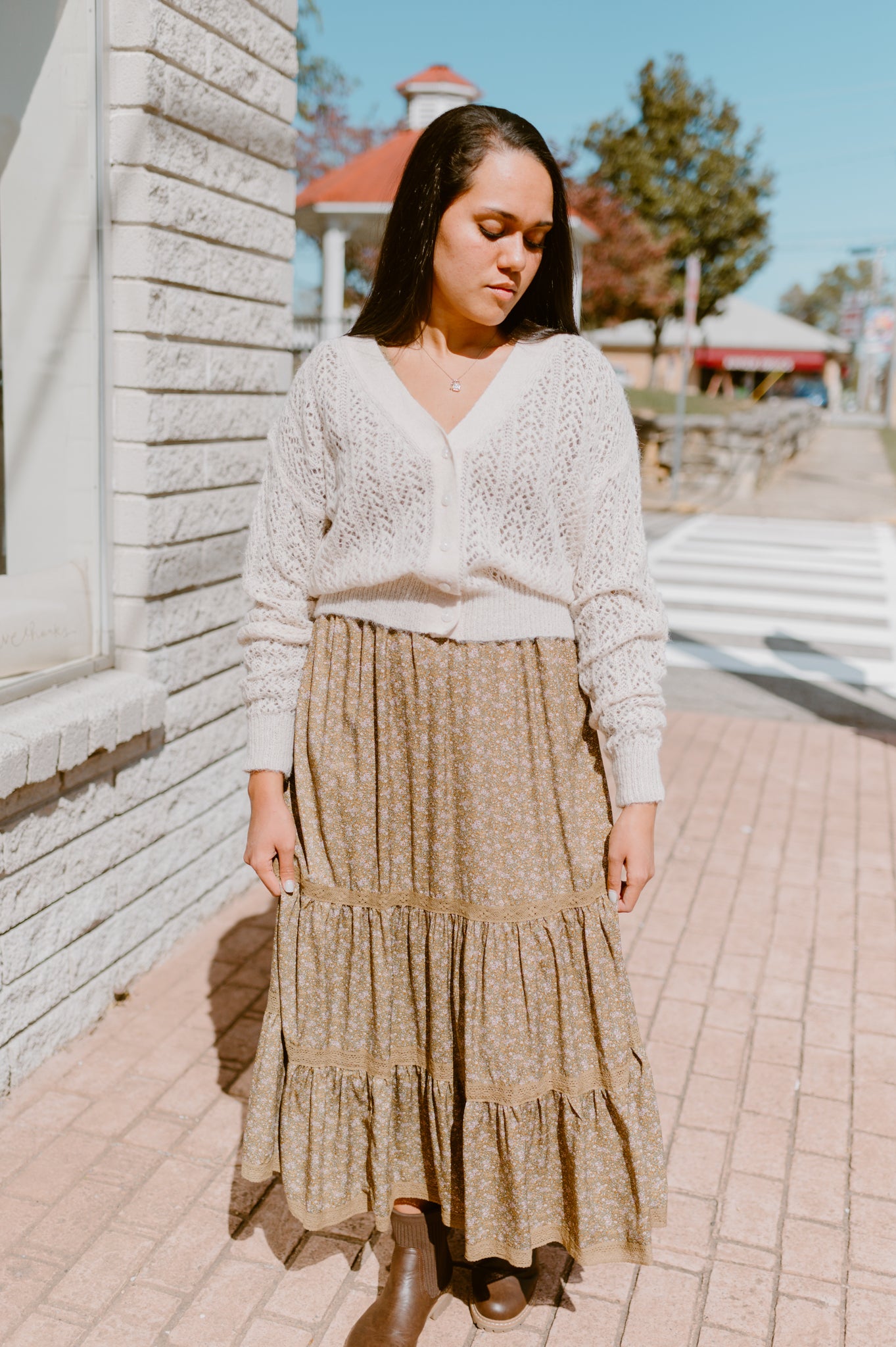 Delicate Lace Pattern Cardigan | Cream