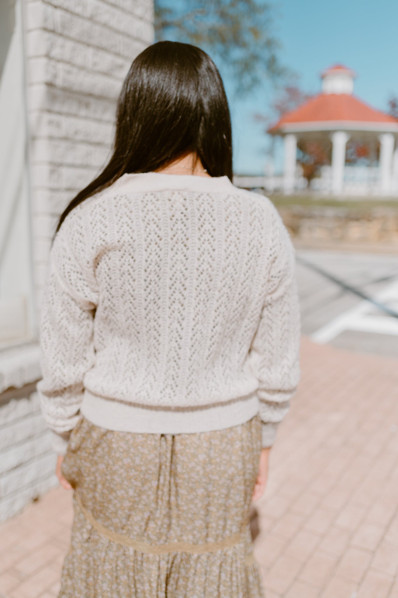 Delicate Lace Pattern Cardigan | Cream