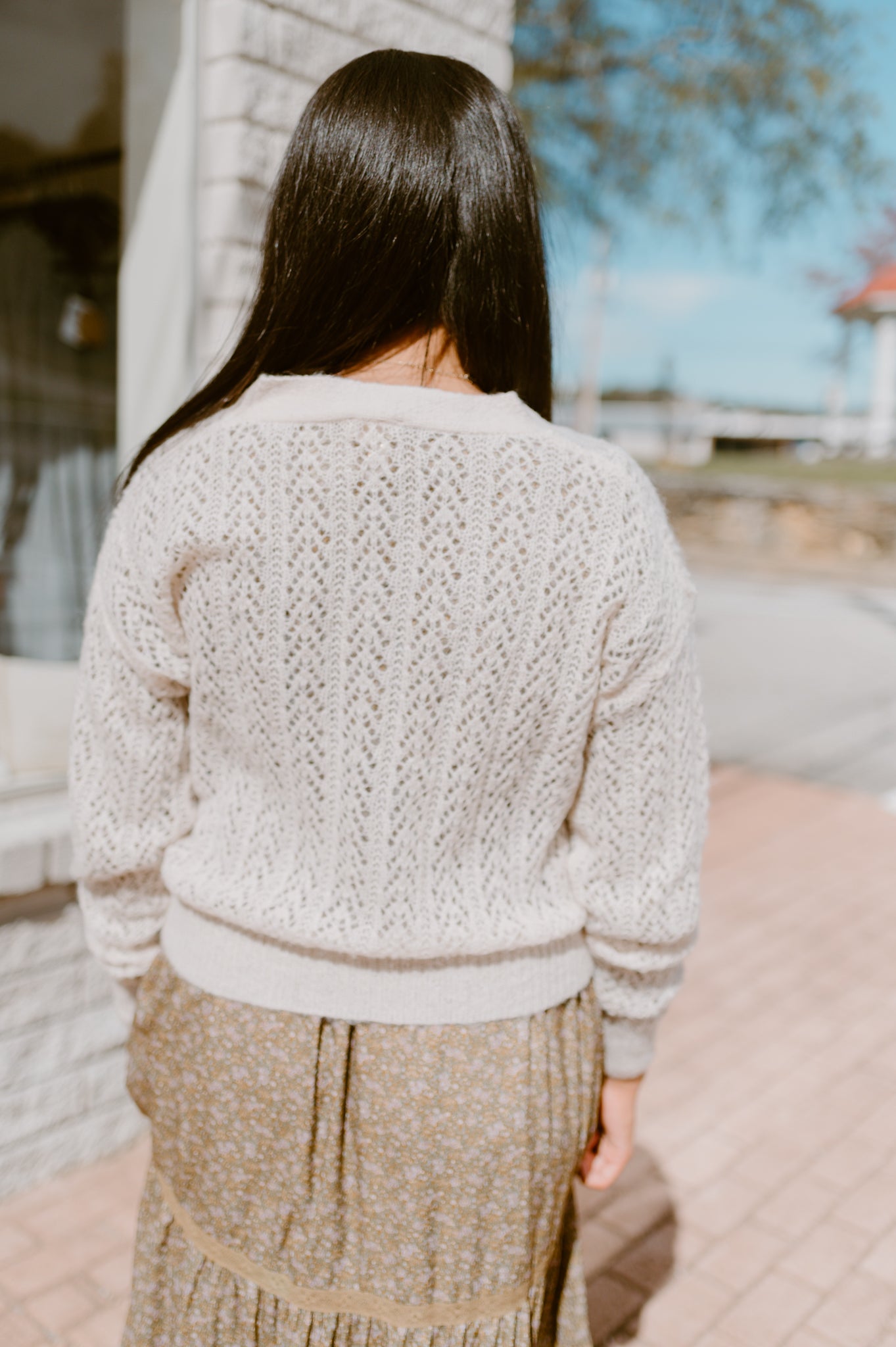 Delicate Lace Pattern Cardigan | Cream