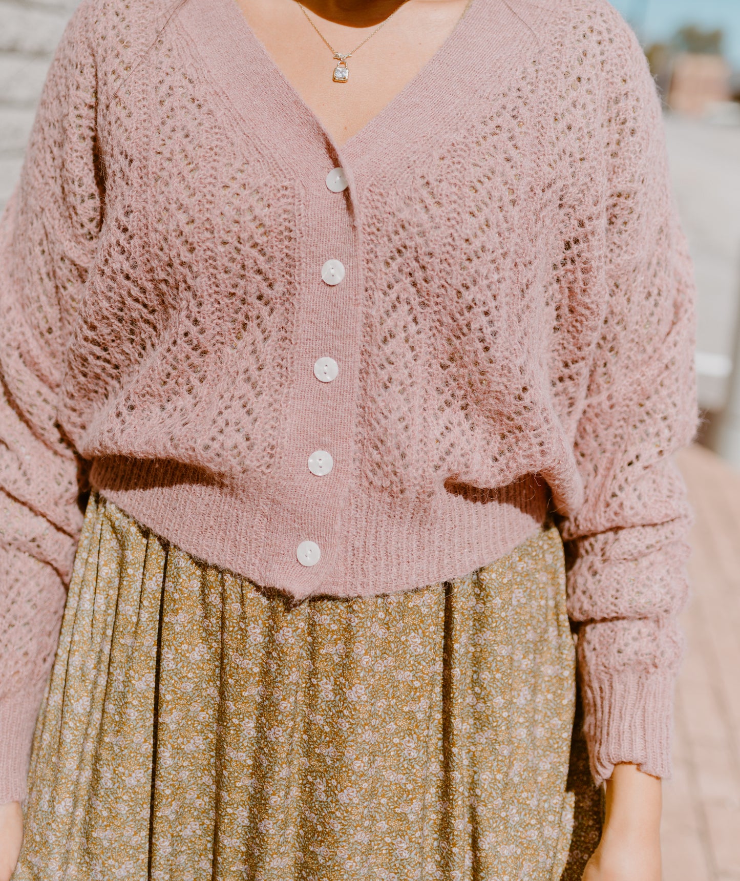 Delicate Lace Pattern Cardigan| Lilac