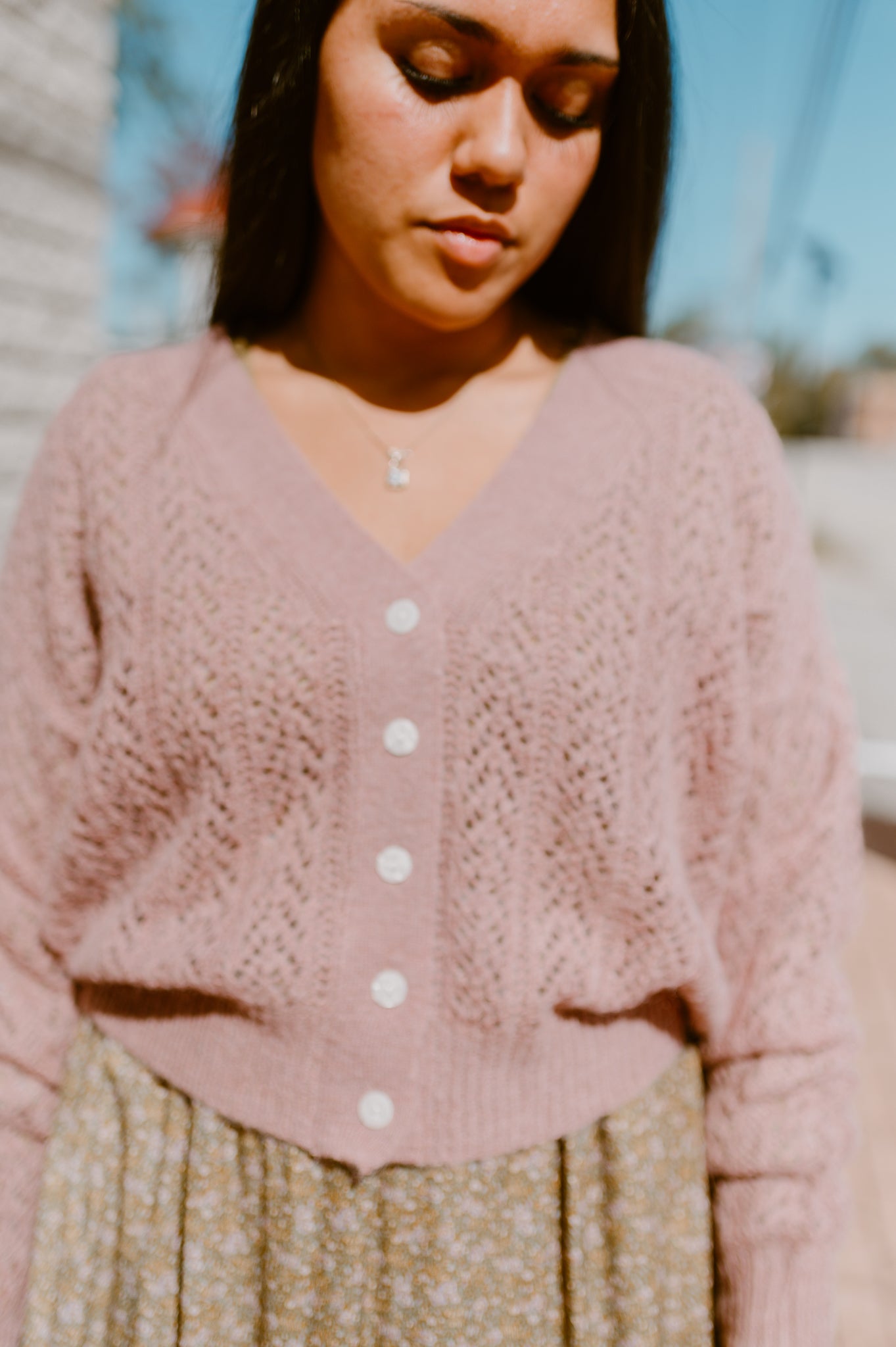 Delicate Lace Pattern Cardigan| Lilac