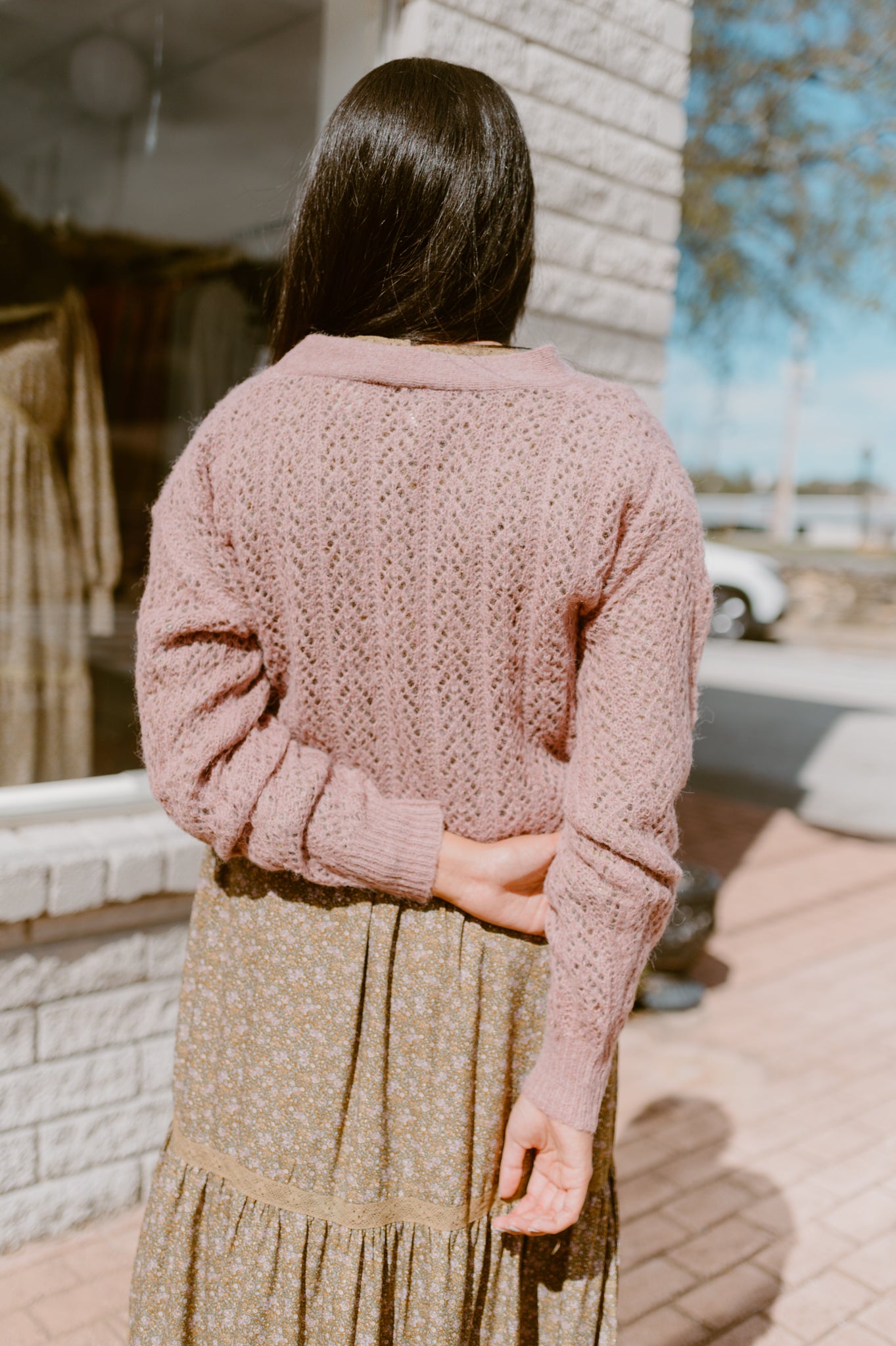 Delicate Lace Pattern Cardigan| Lilac