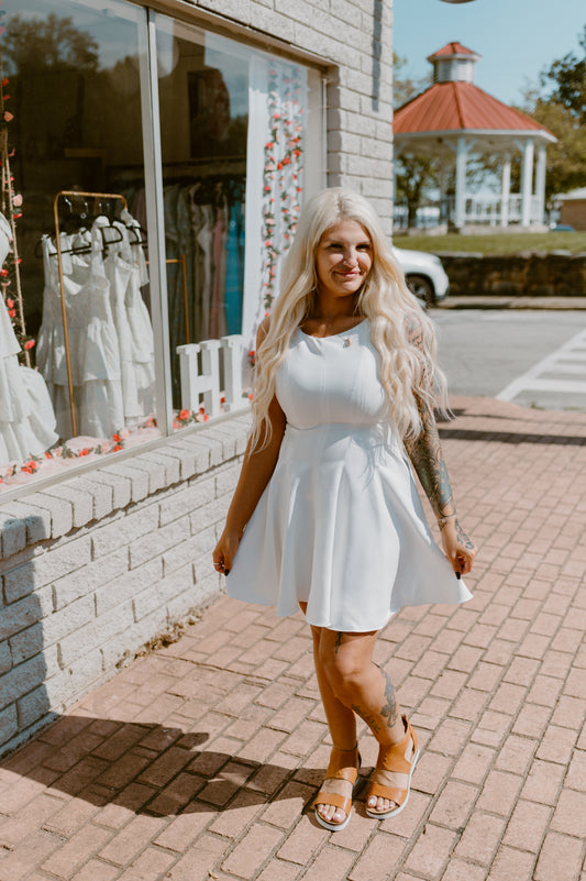 Lily Grace: White Panel Flare Dress