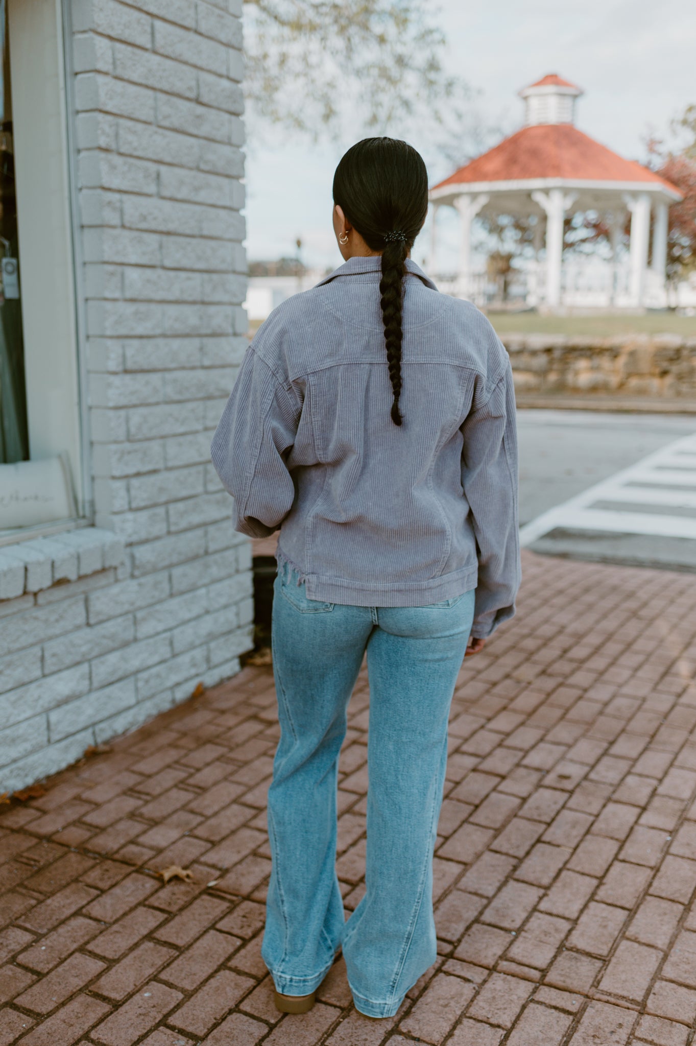 Raw Hem Button Down Corduroy Jacket with Pockets|Purple