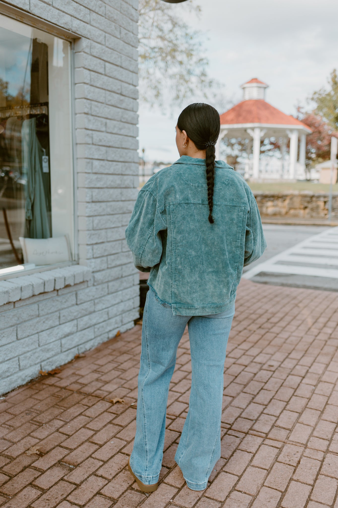 Raw Hem Button Down Corduroy Jacket with Pockets|Teal