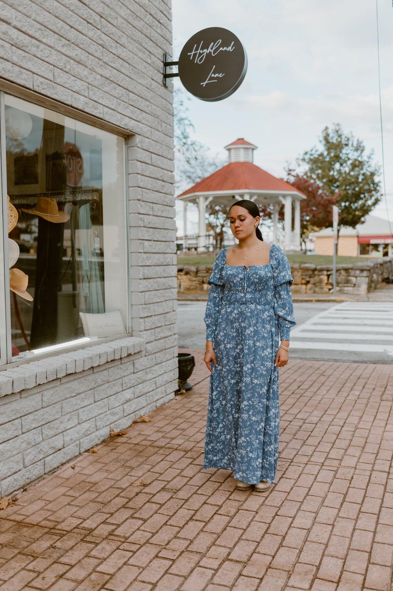 Blue Floral Midi Dress