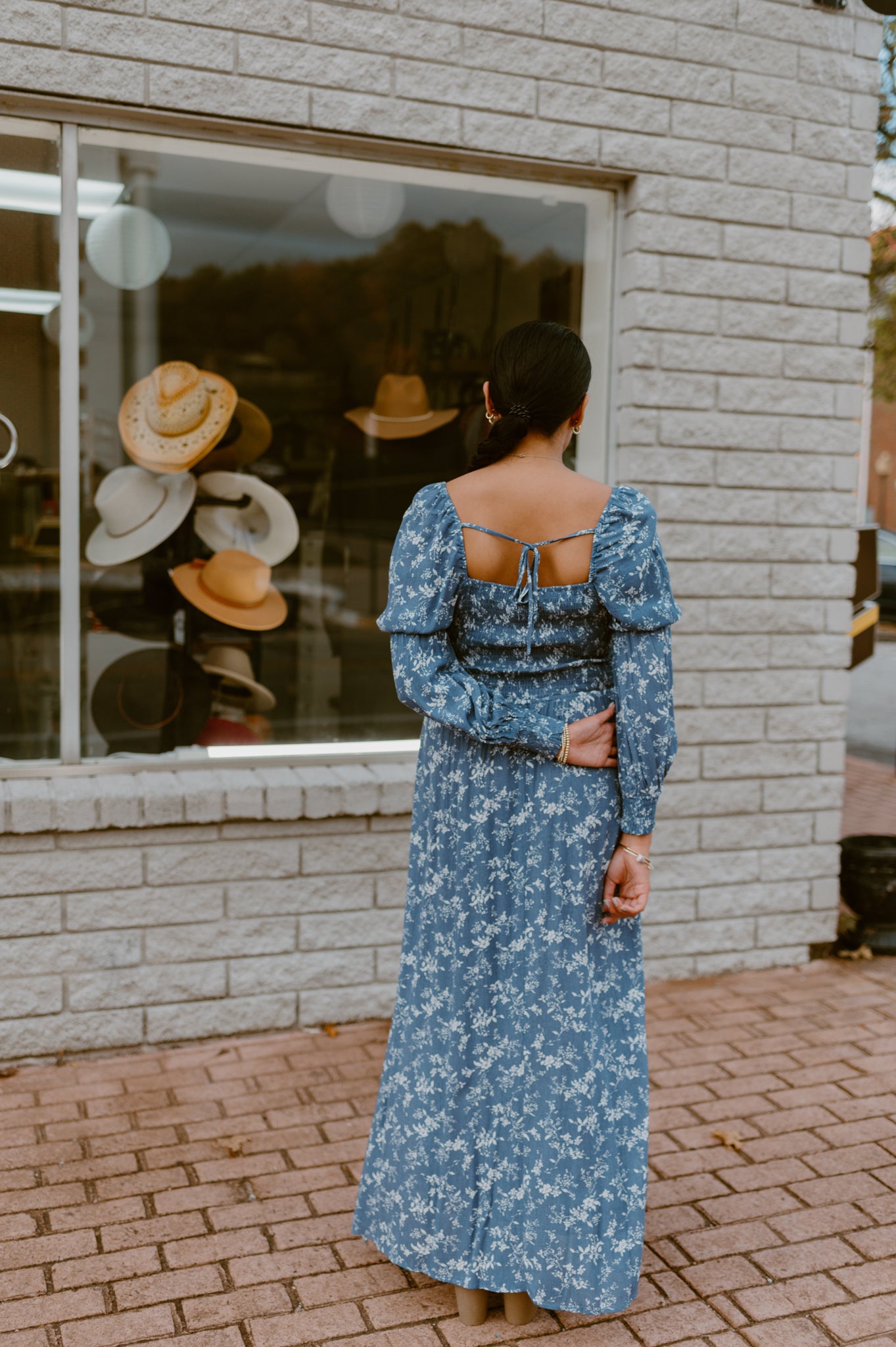 Blue Floral Midi Dress