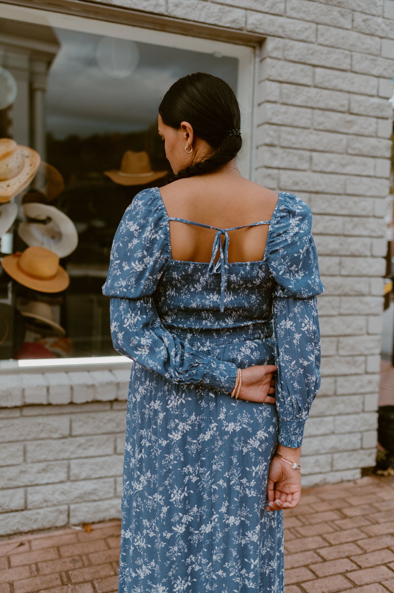 Blue Floral Midi Dress