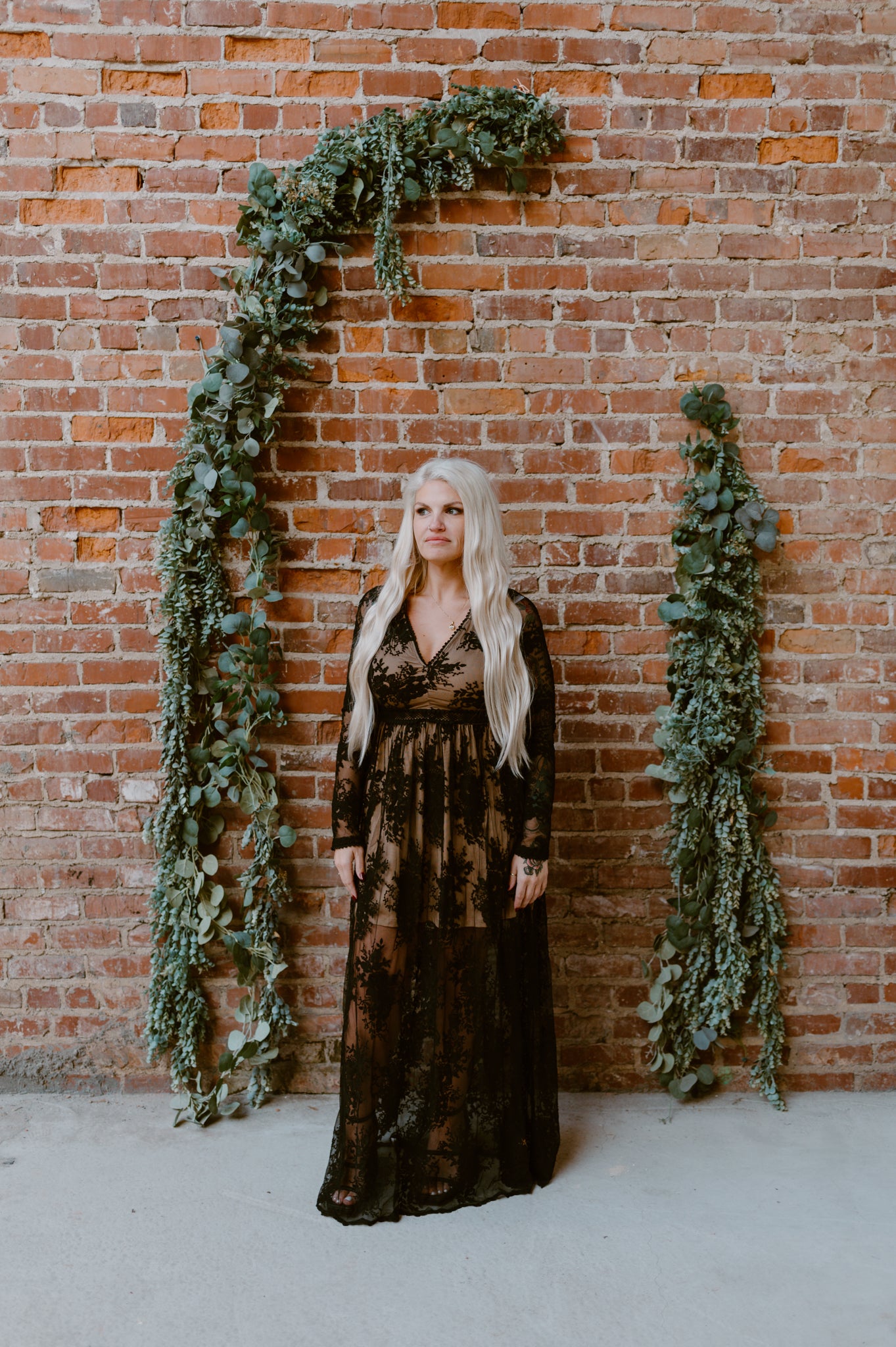 Boho Floral Lace V-Neck Maxi Dress | Black