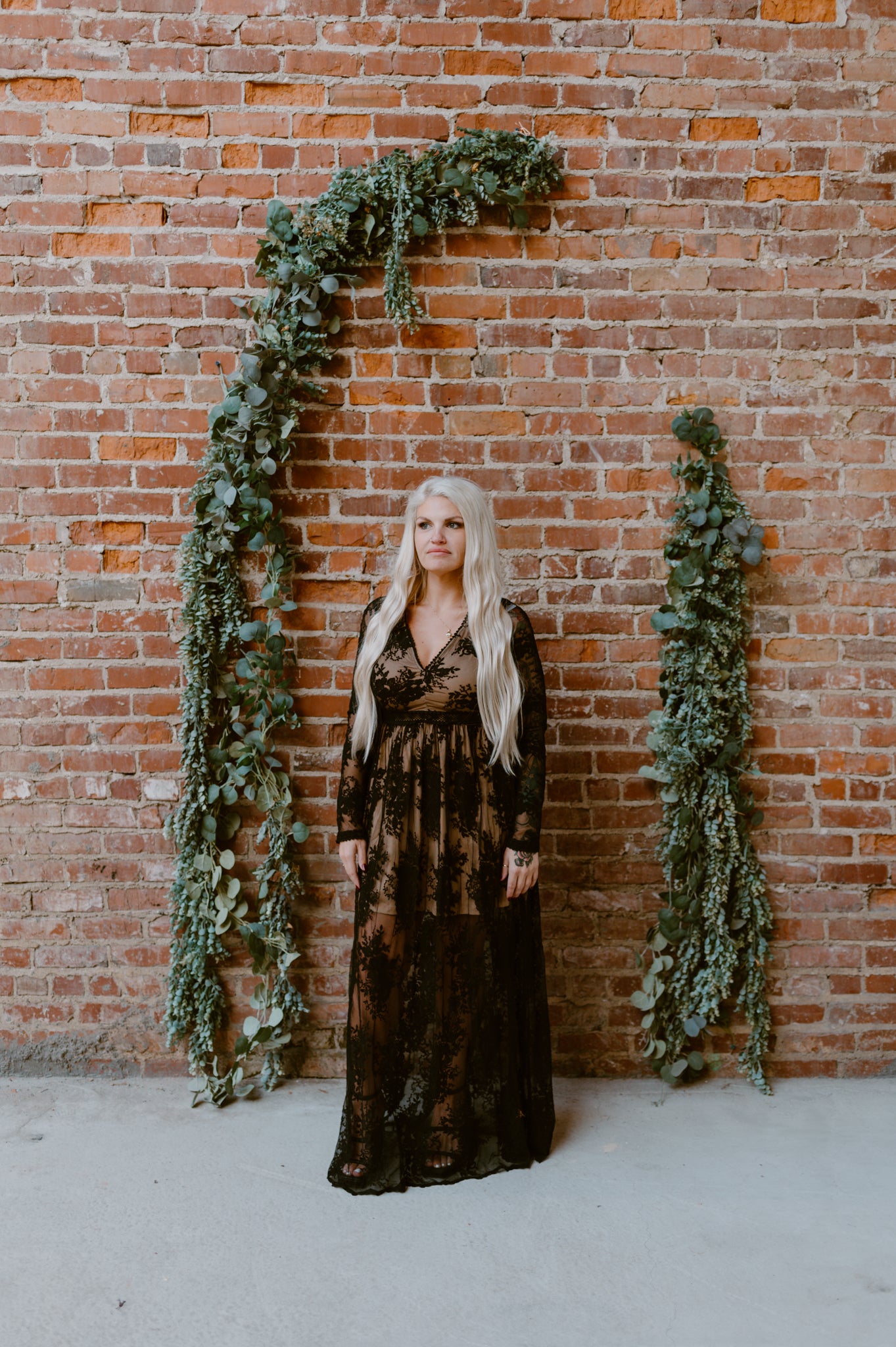 Boho Floral Lace V-Neck Maxi Dress | Black