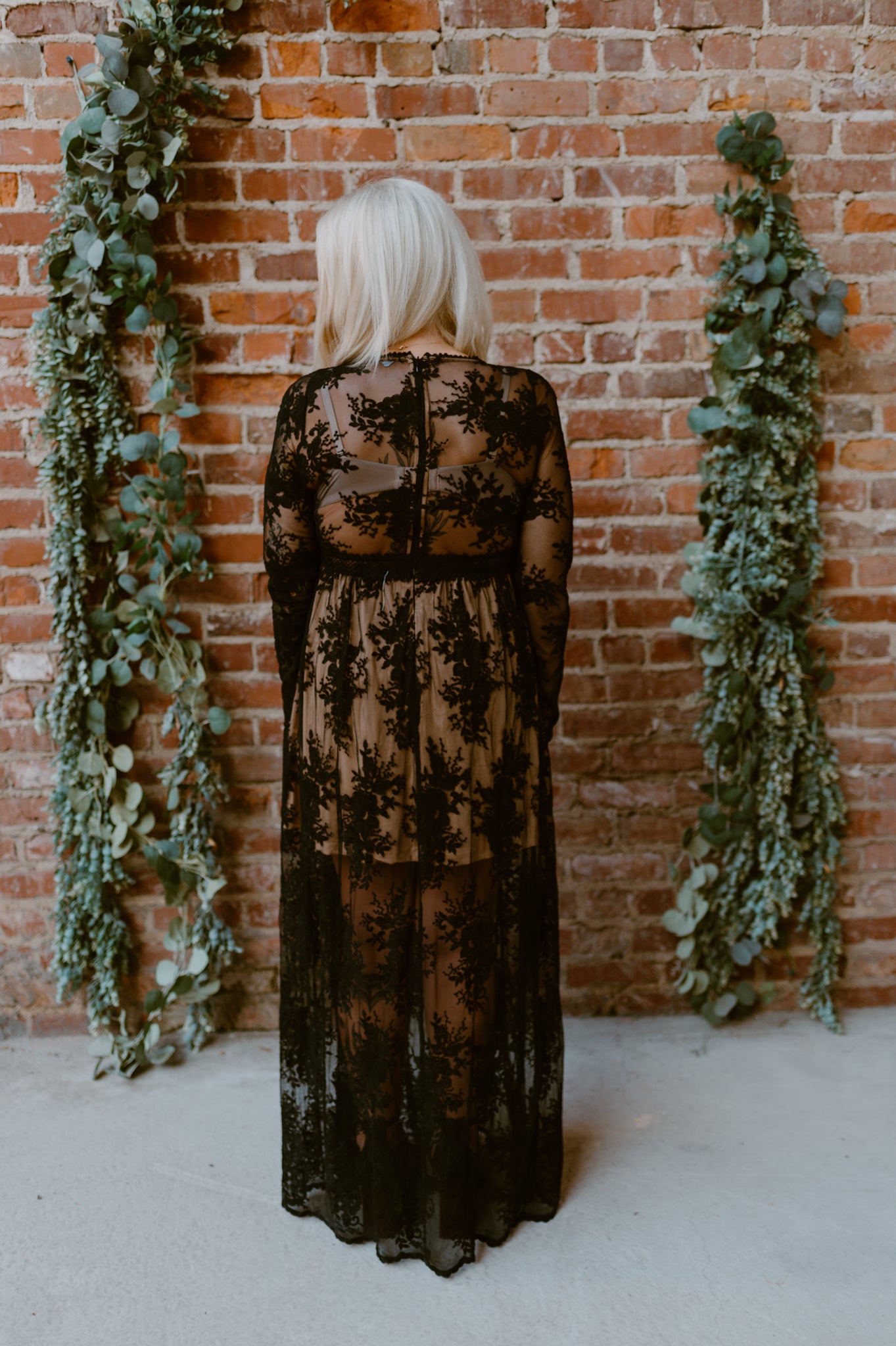 Boho Floral Lace V-Neck Maxi Dress | Black