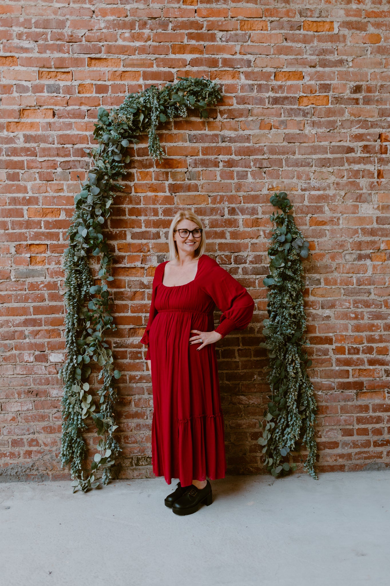 Gathered Long Sleeve Maxi Dress | Cherry Merlot