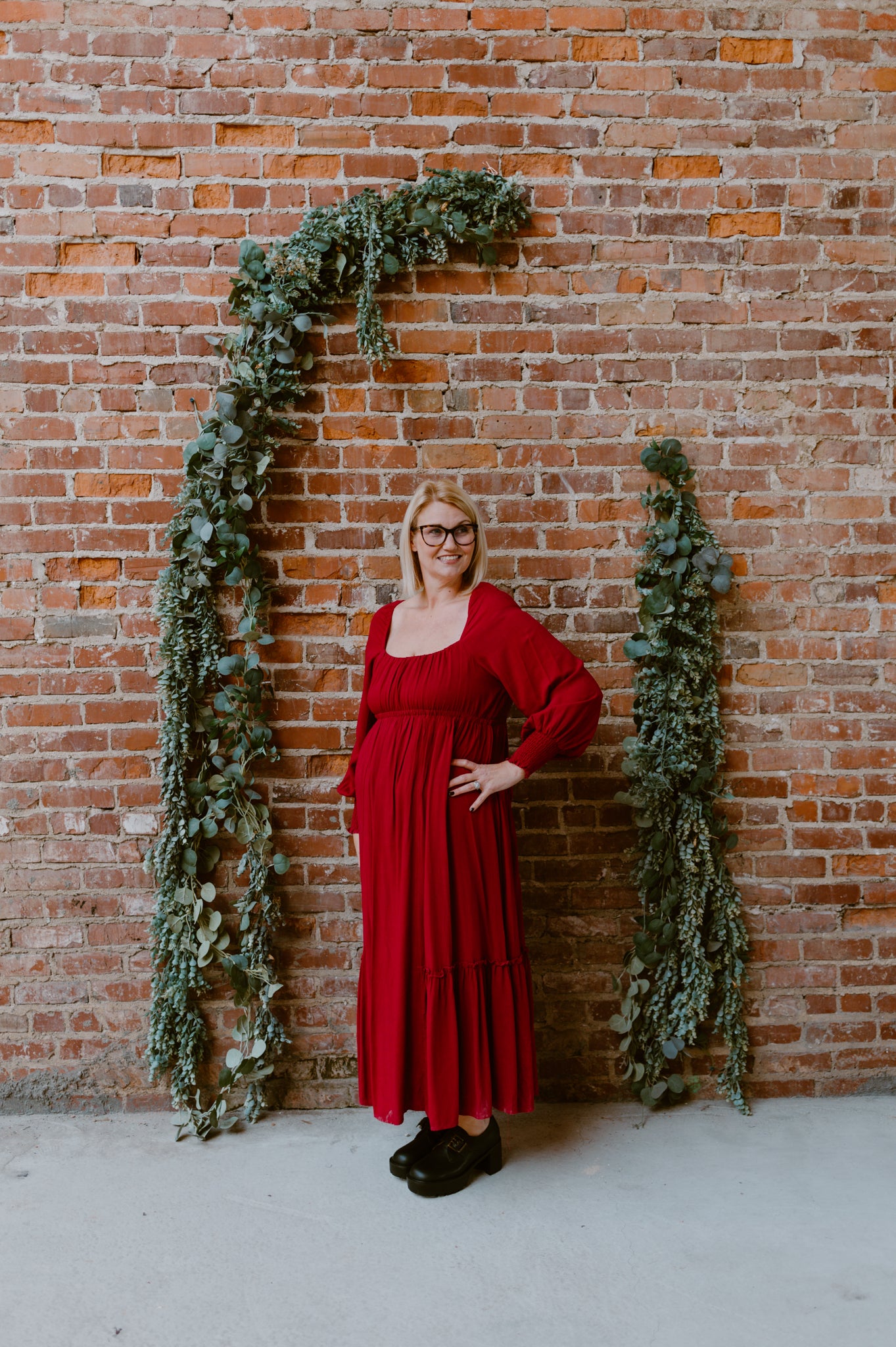 Gathered Long Sleeve Maxi Dress | Cherry Merlot