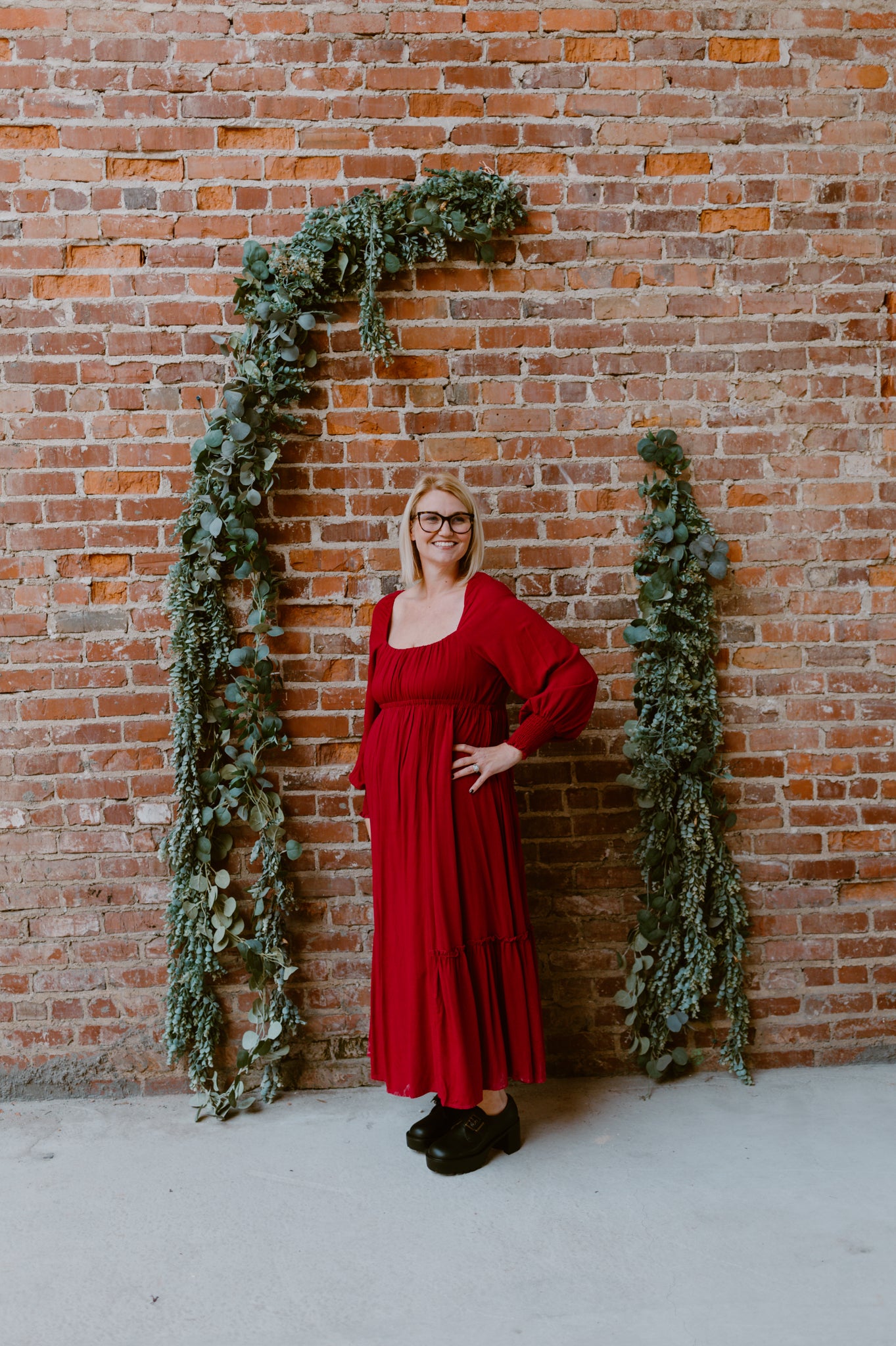 Gathered Long Sleeve Maxi Dress | Cherry Merlot