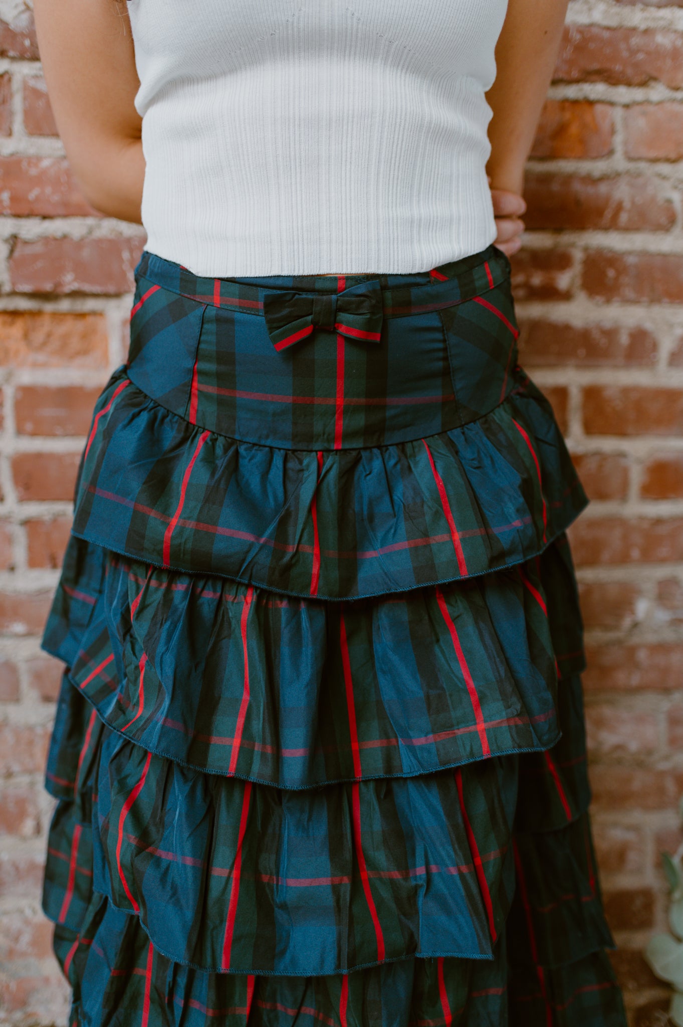 Check Tiered Skirt