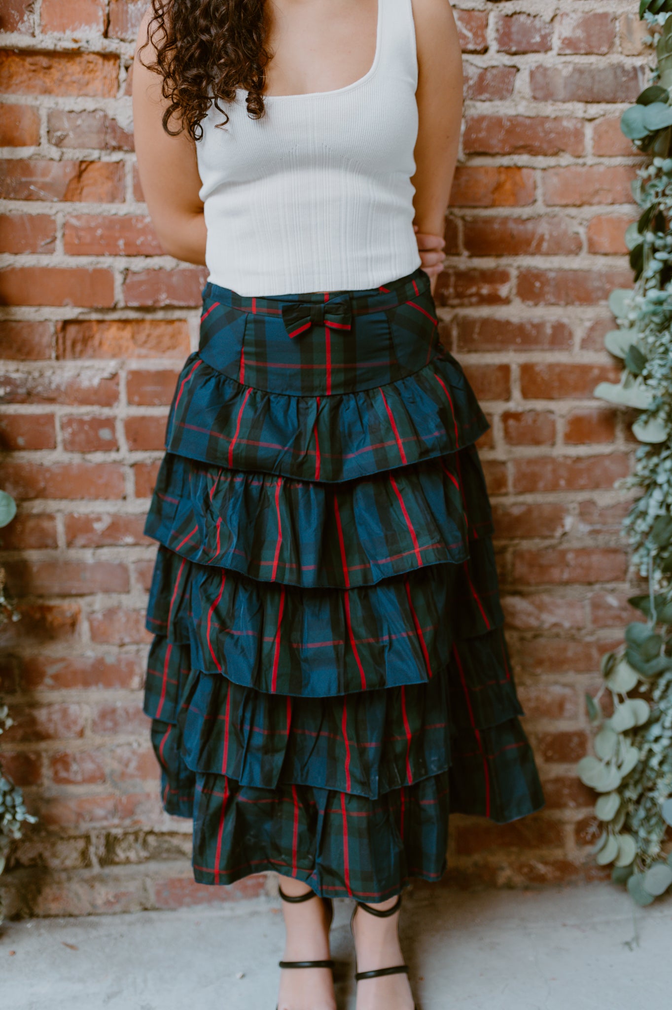 Check Tiered Skirt