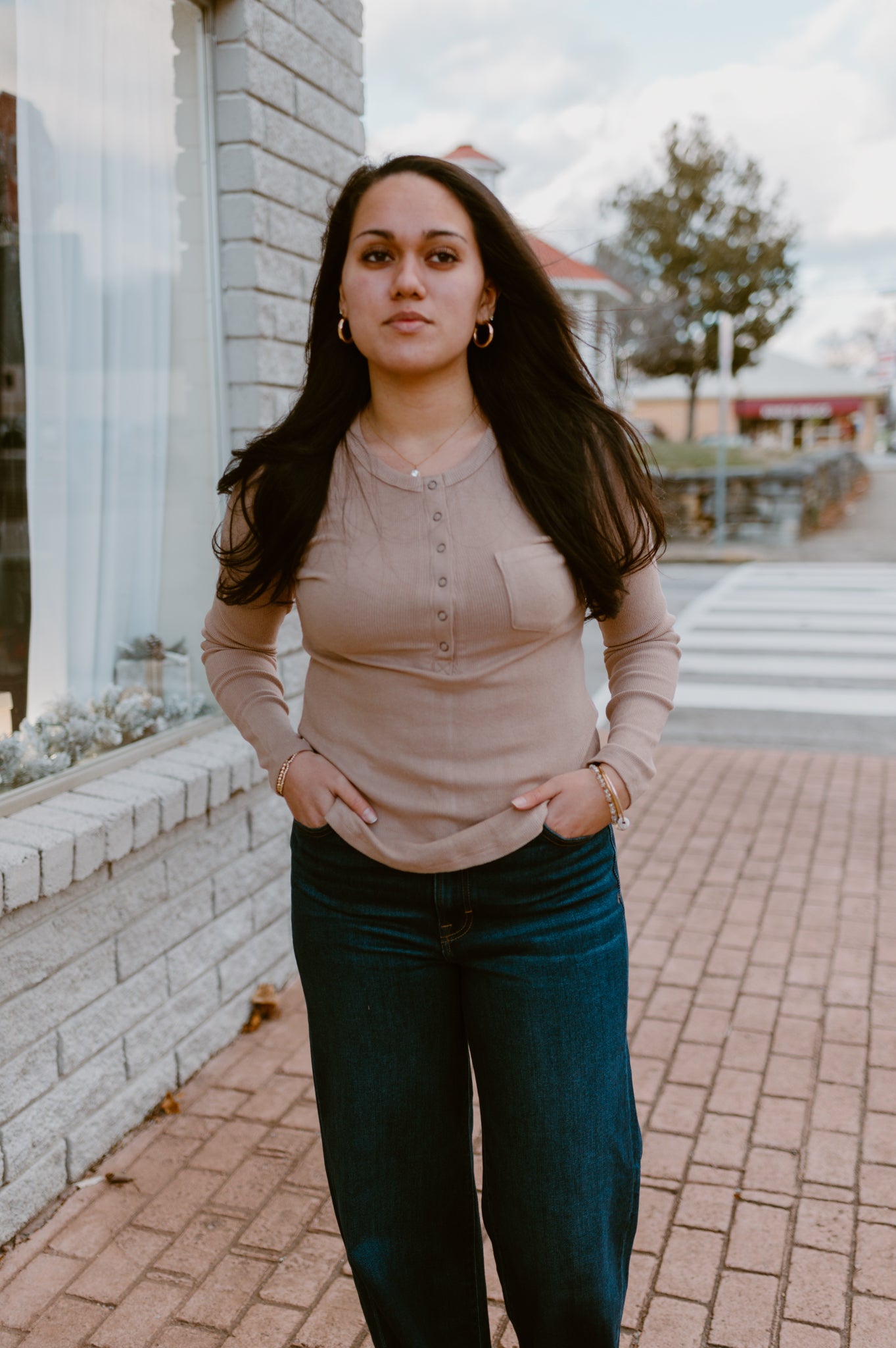 Soft Brushed Knit Casual Top | Taupe