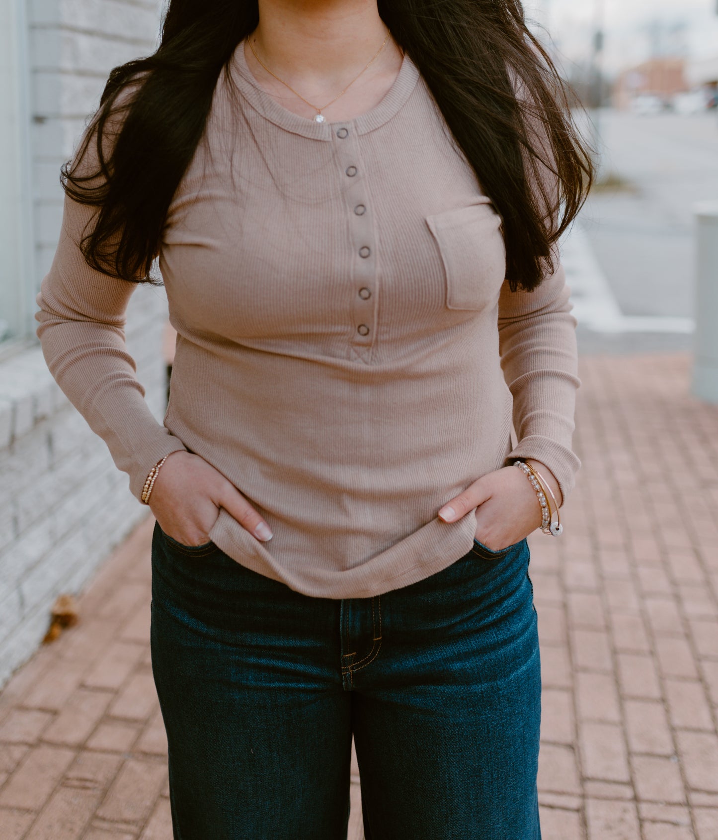 Soft Brushed Knit Casual Top | Taupe