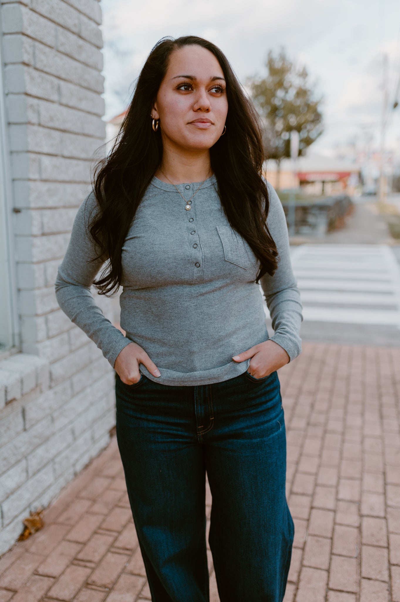 Soft Brushed Knit Casual Top | Gray