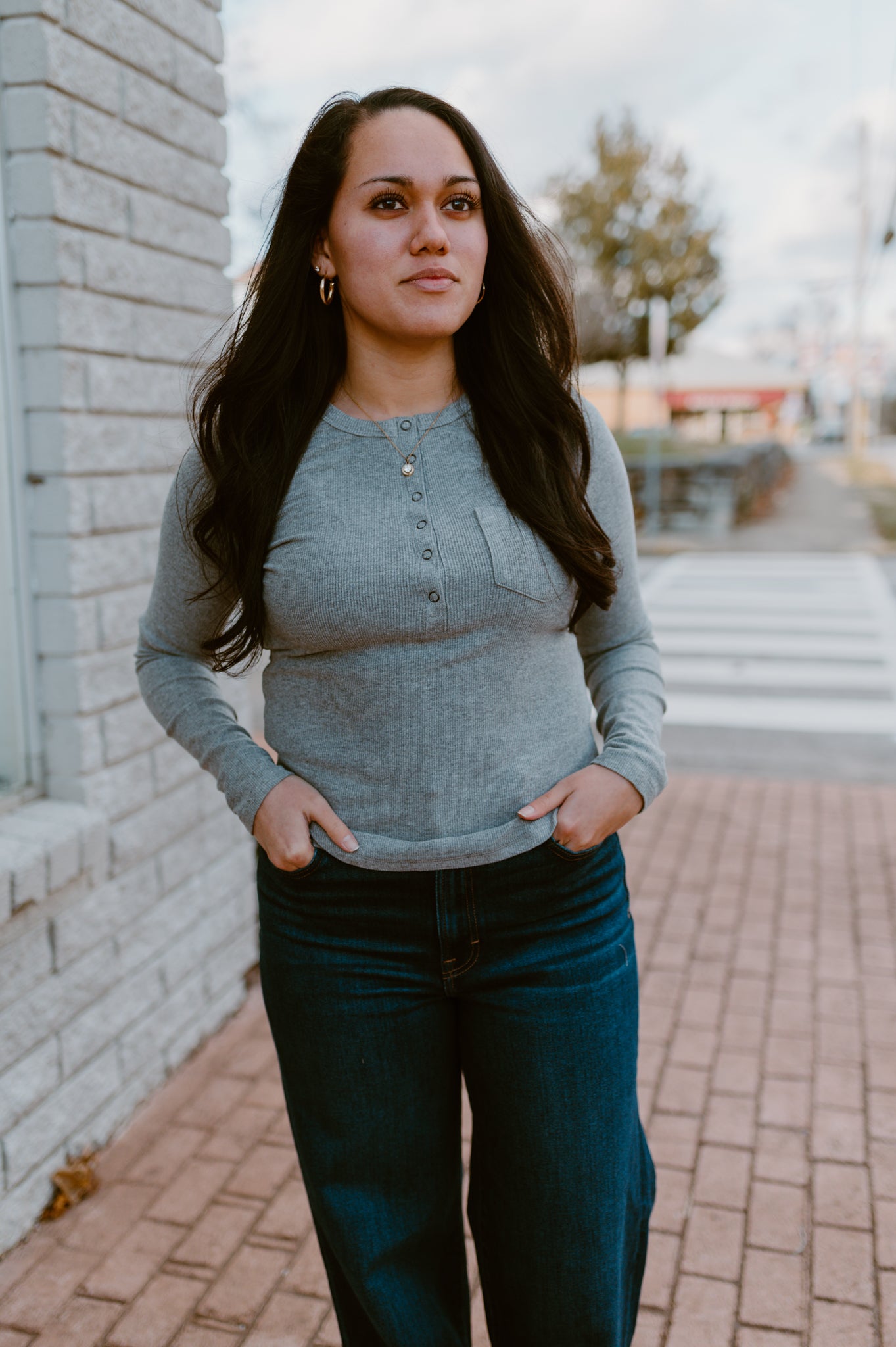 Soft Brushed Knit Casual Top | Gray