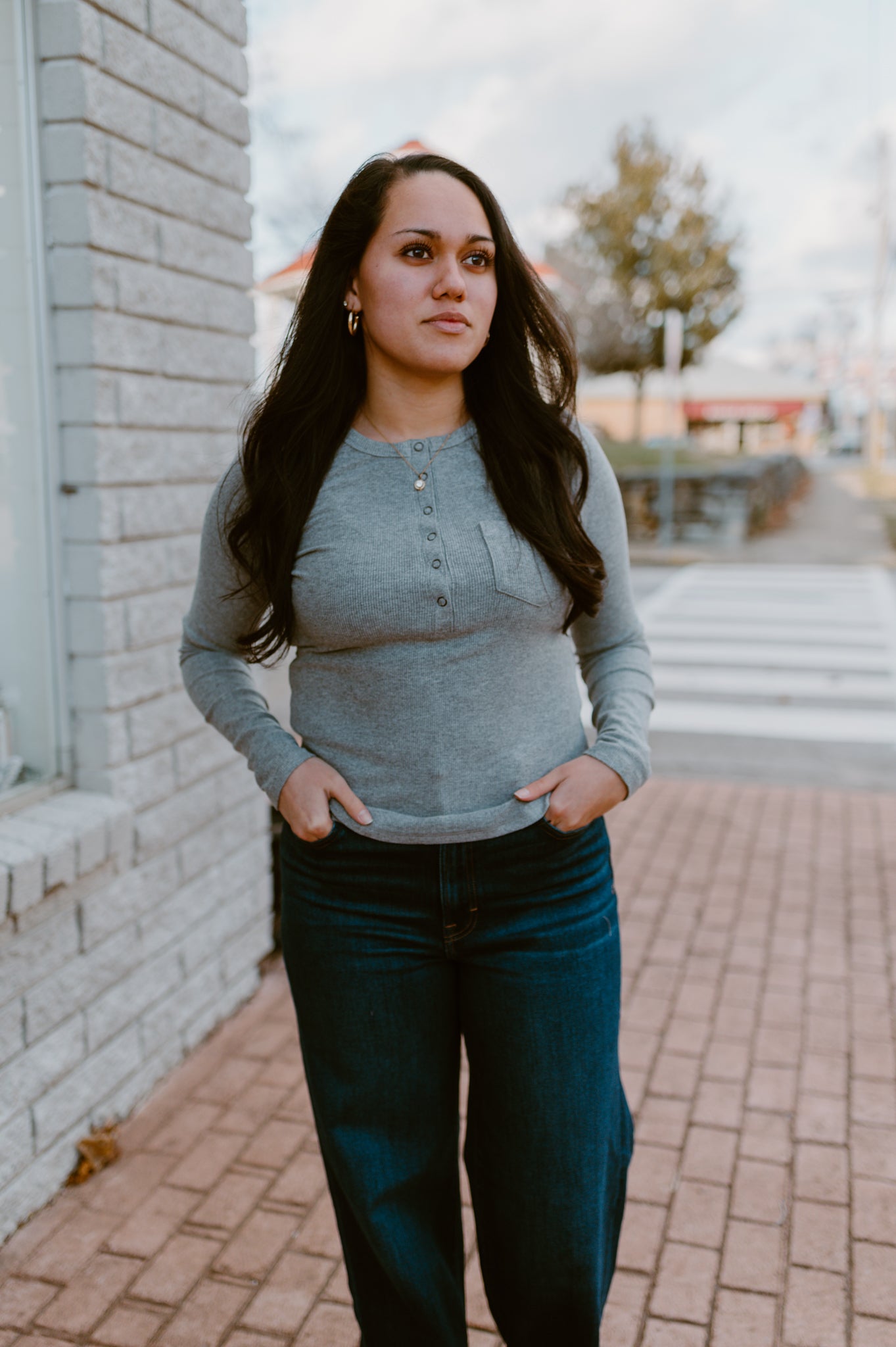 Soft Brushed Knit Casual Top | Gray