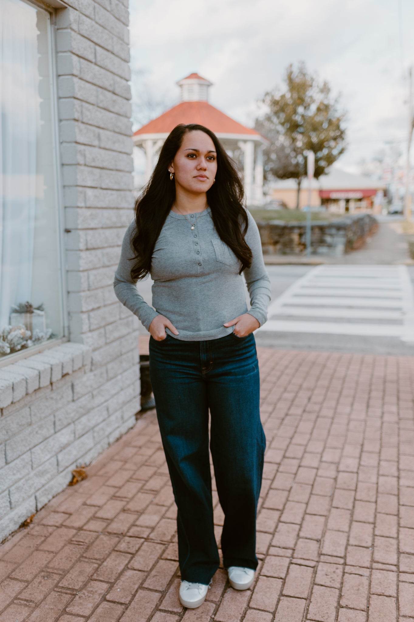 Soft Brushed Knit Casual Top | Gray