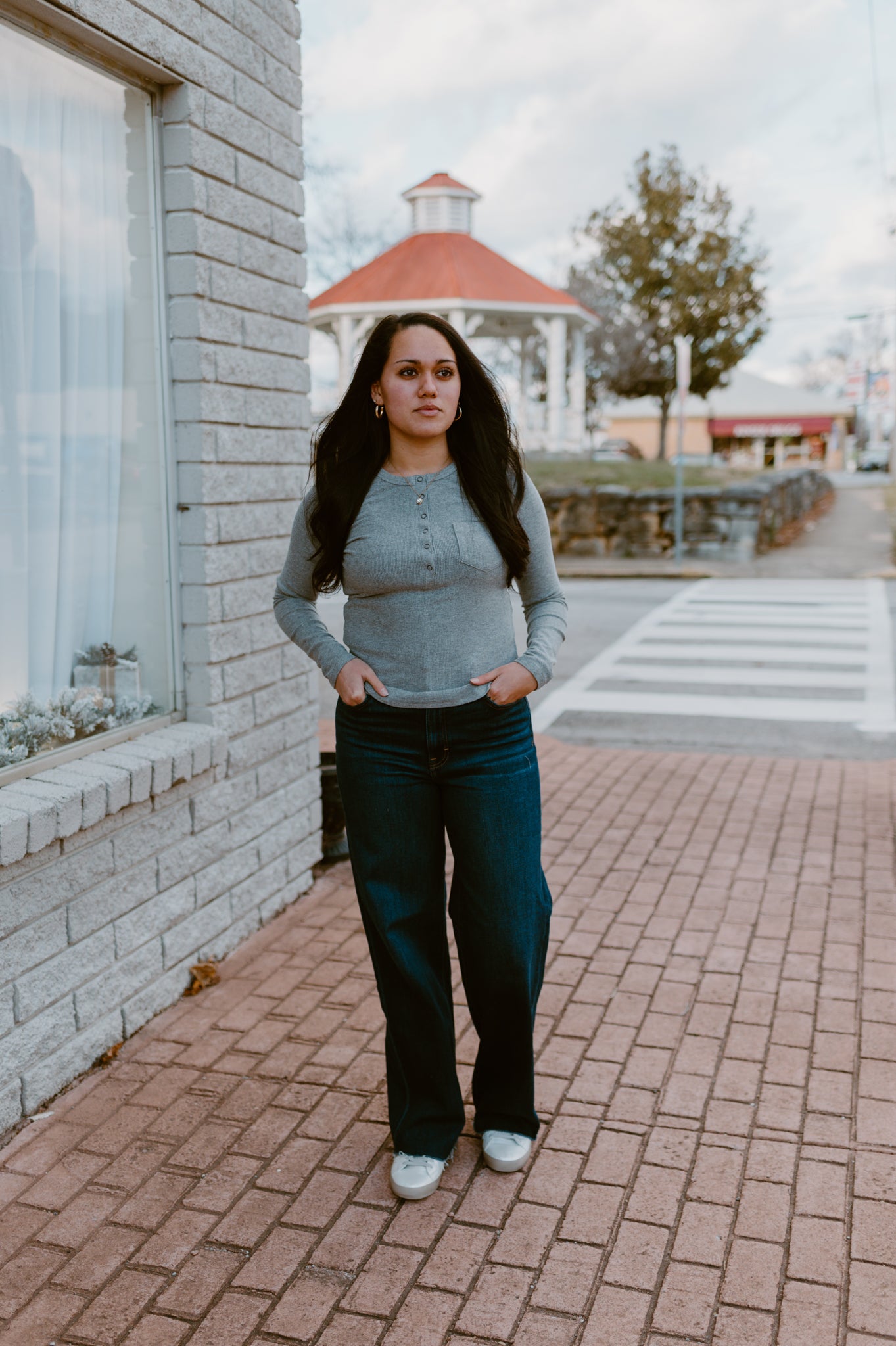 Soft Brushed Knit Casual Top | Gray