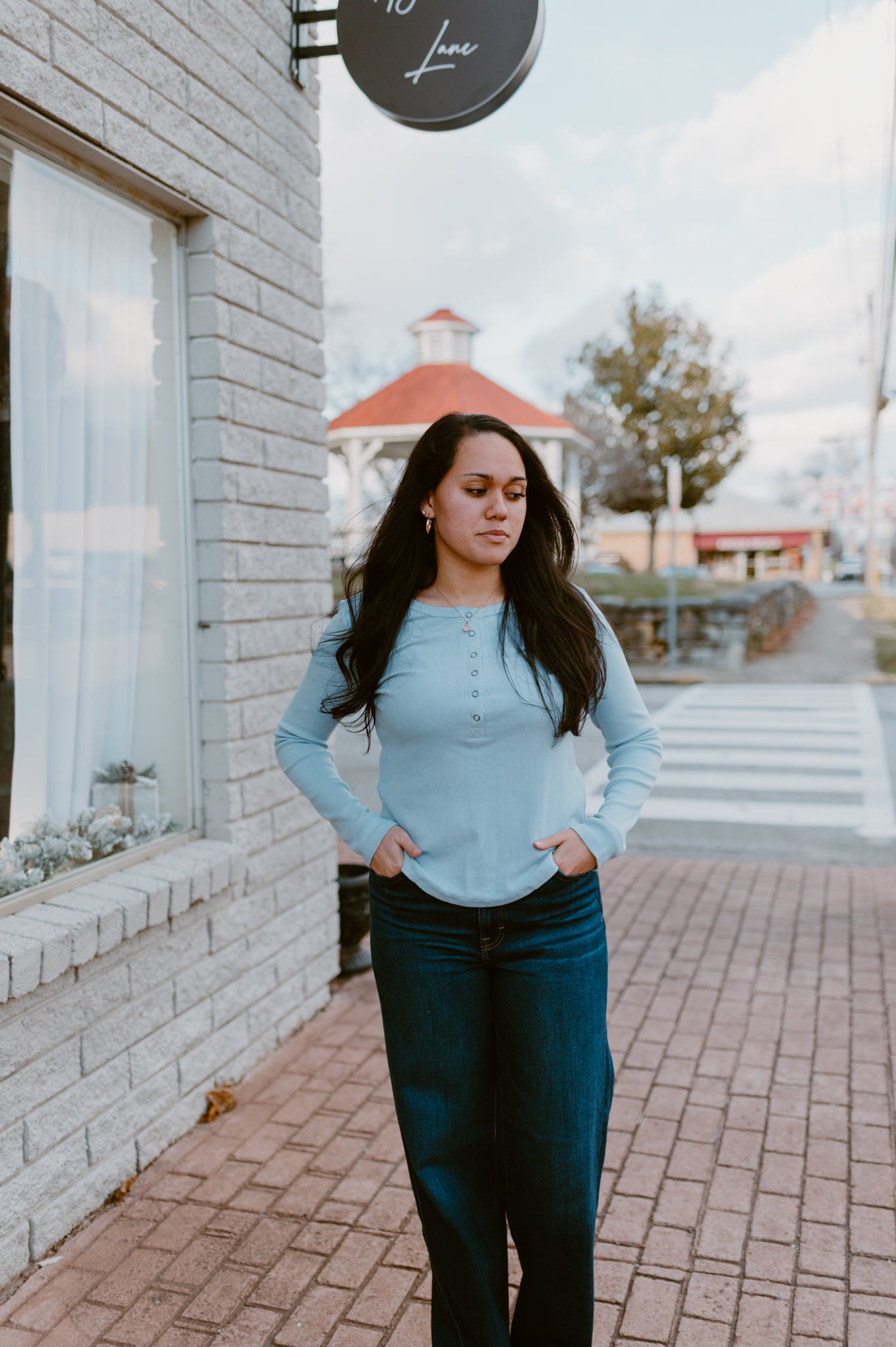 Soft Brushed Knit Casual Top | Sky Blue