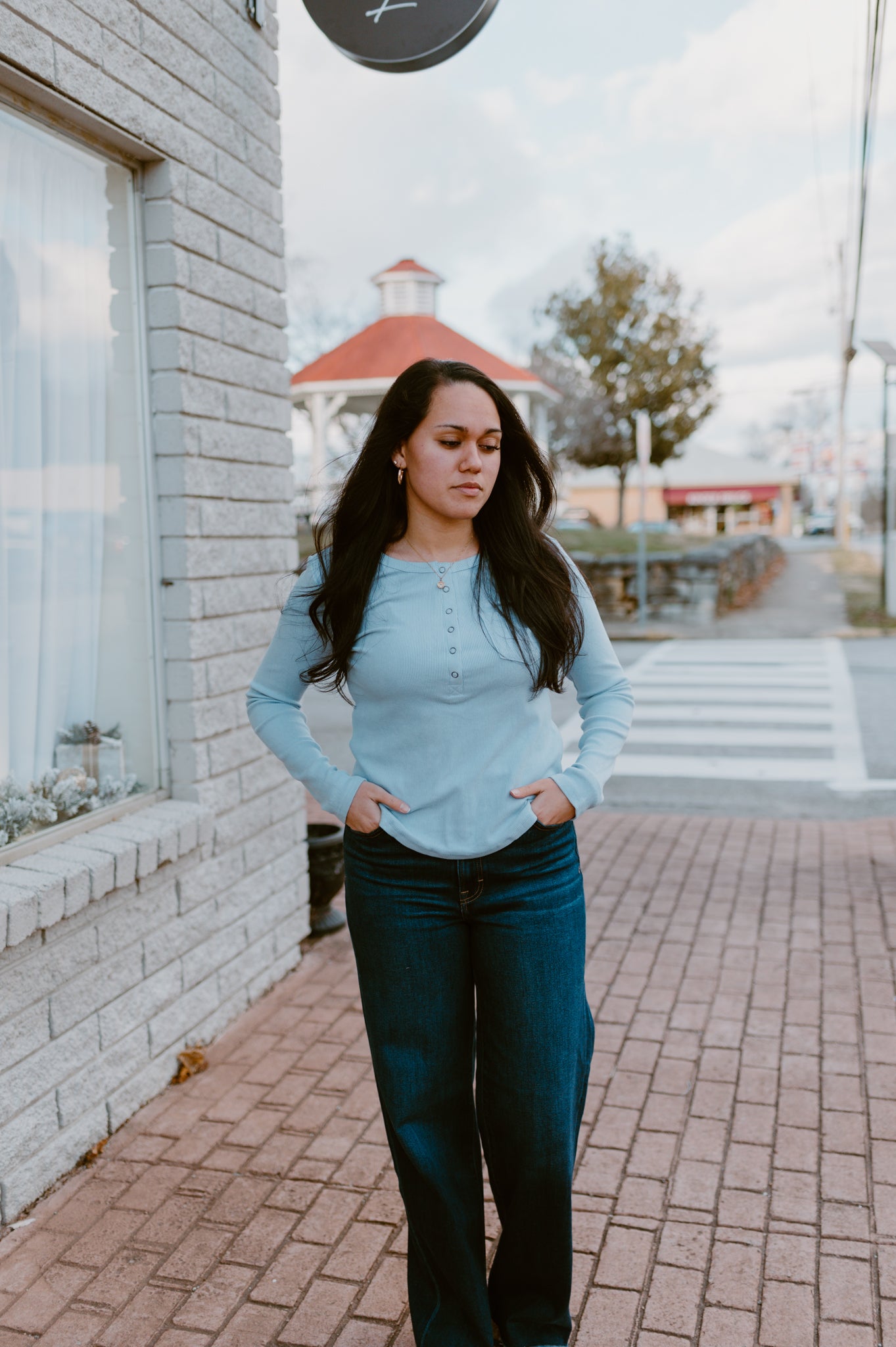 Soft Brushed Knit Casual Top | Sky Blue