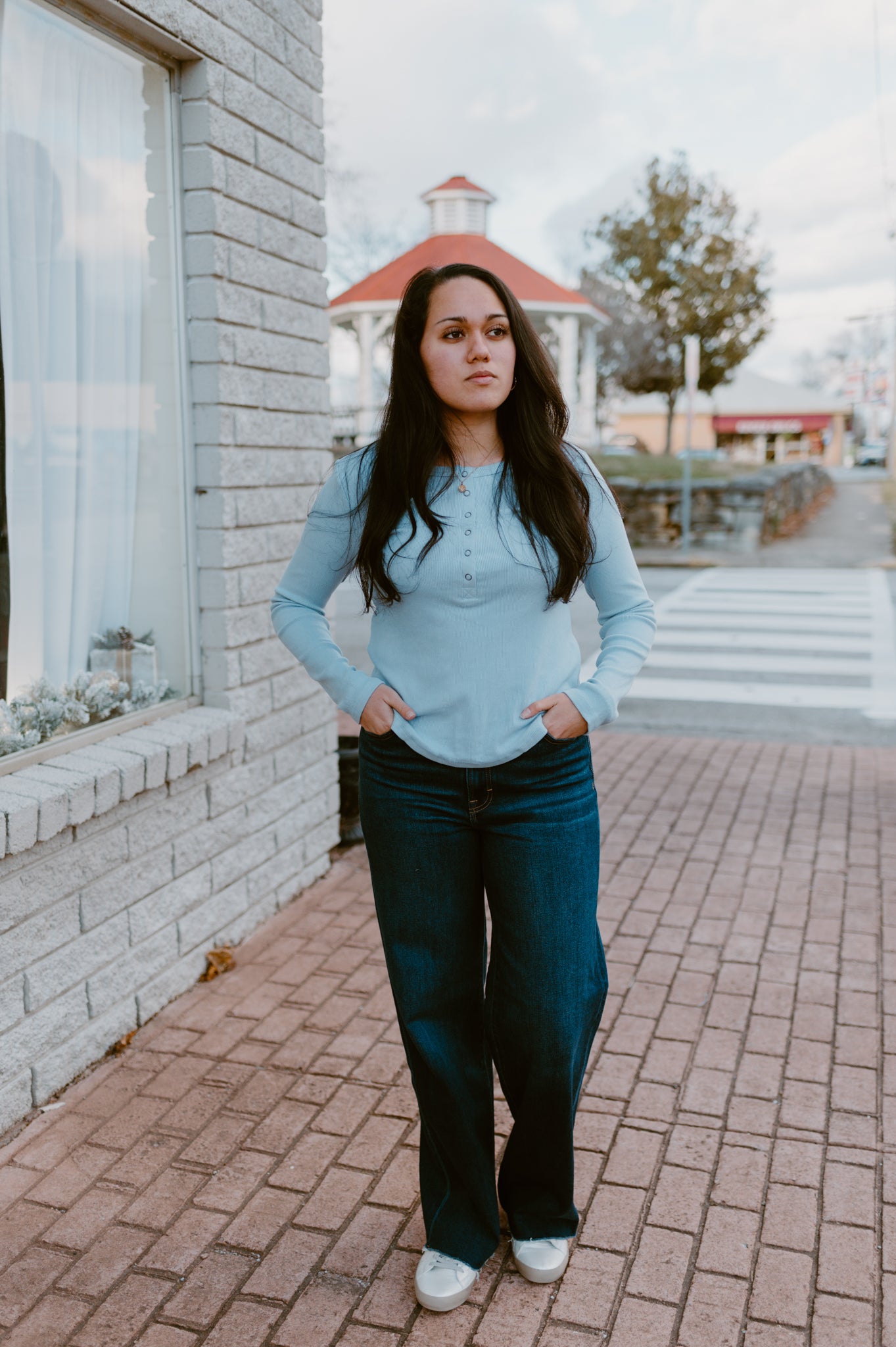 Soft Brushed Knit Casual Top | Sky Blue