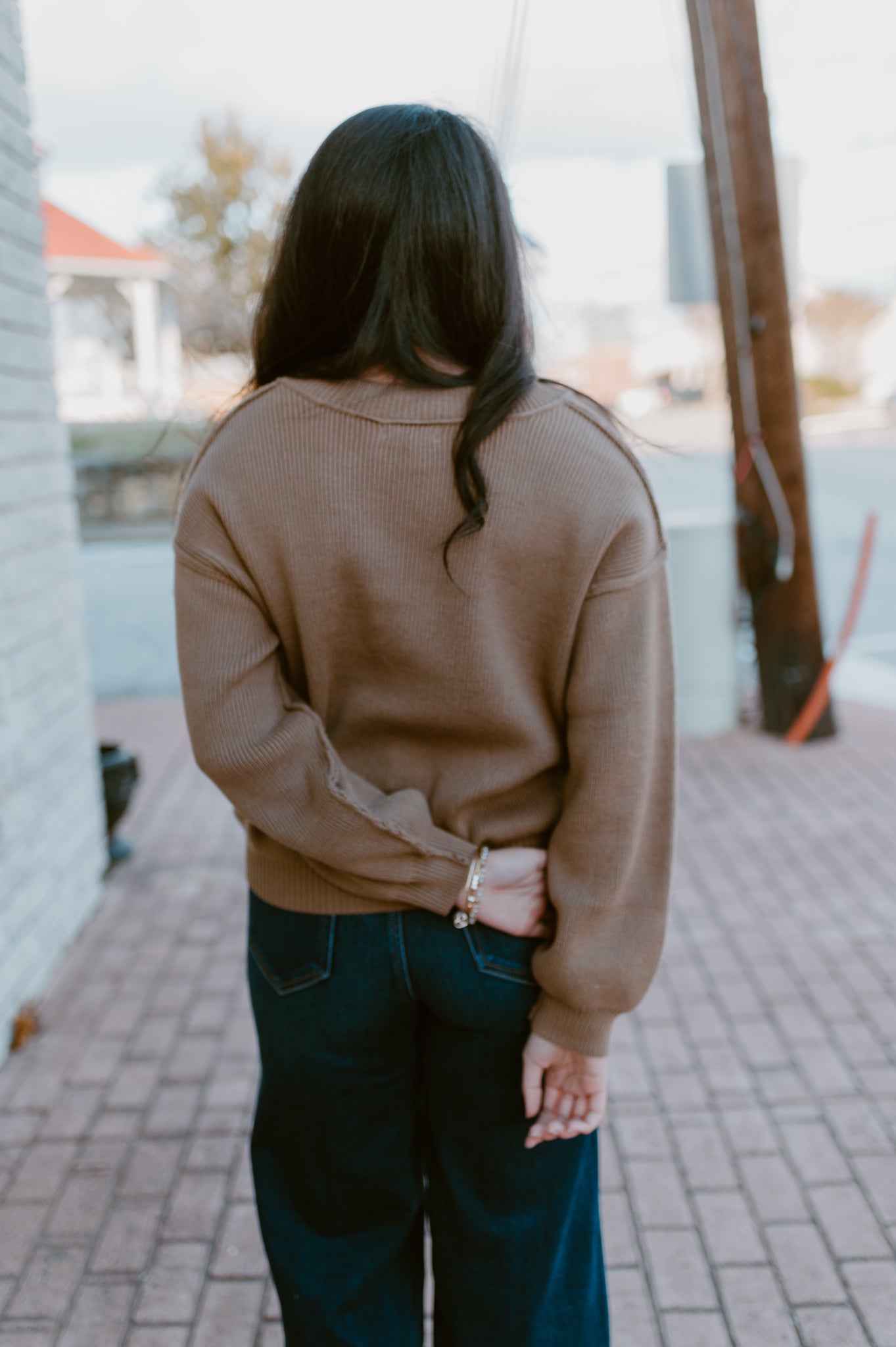 V-neck Pullover Knit Sweater | Mocha