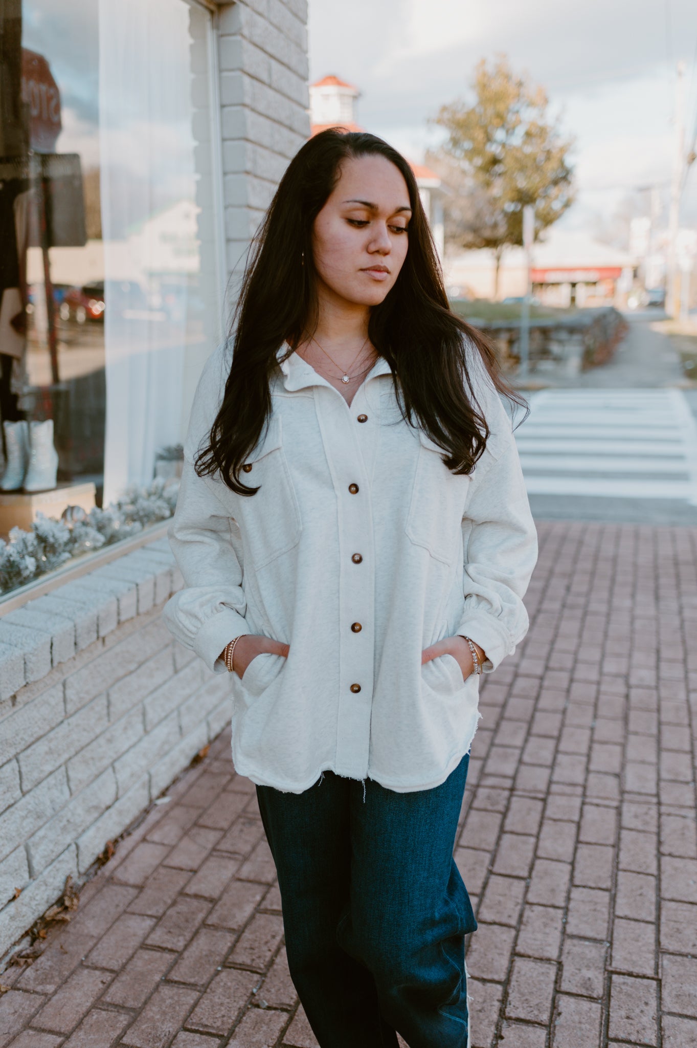 Cozy Button Down Jacket- Cream