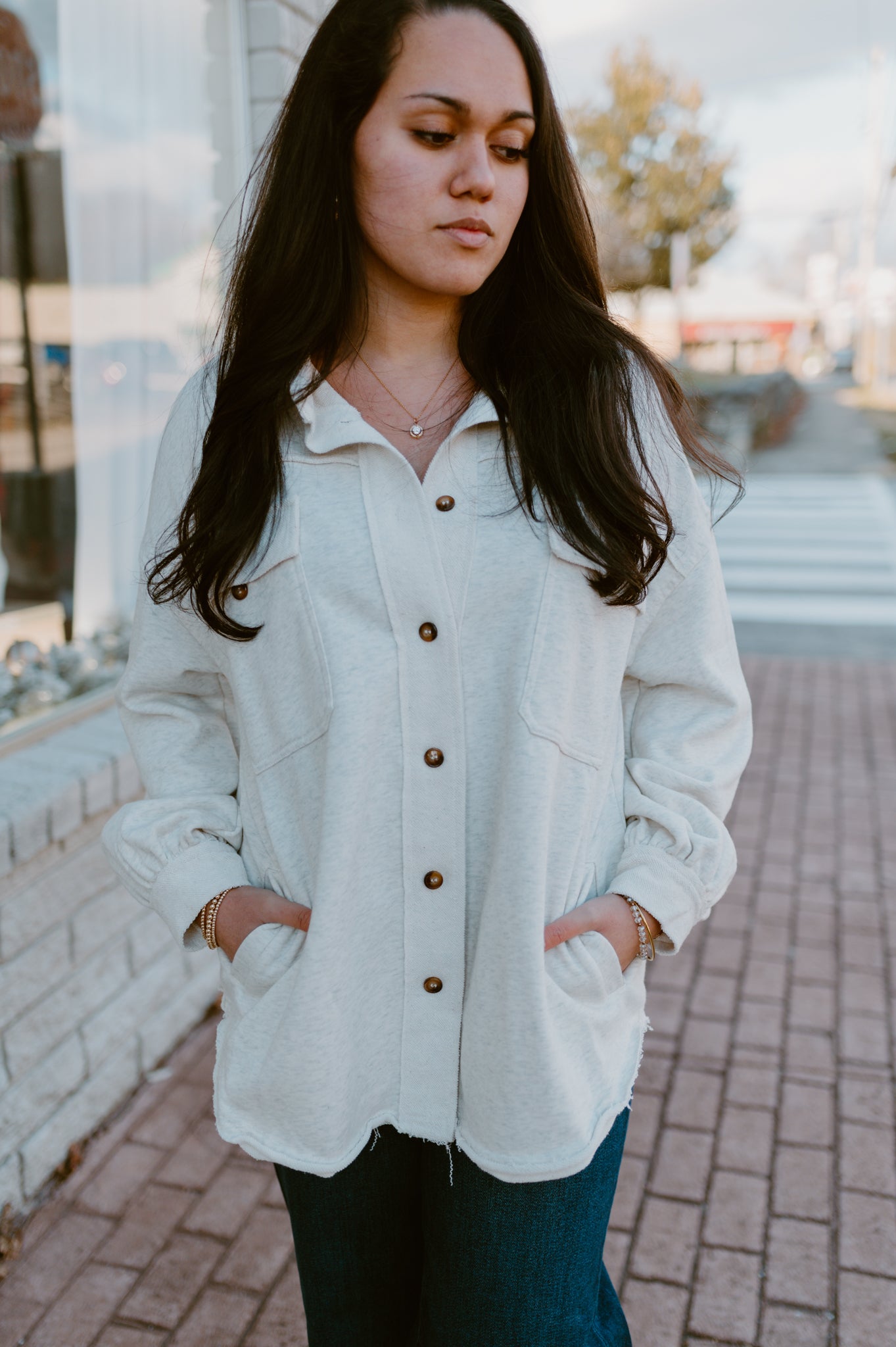 Cozy Button Down Jacket- Cream