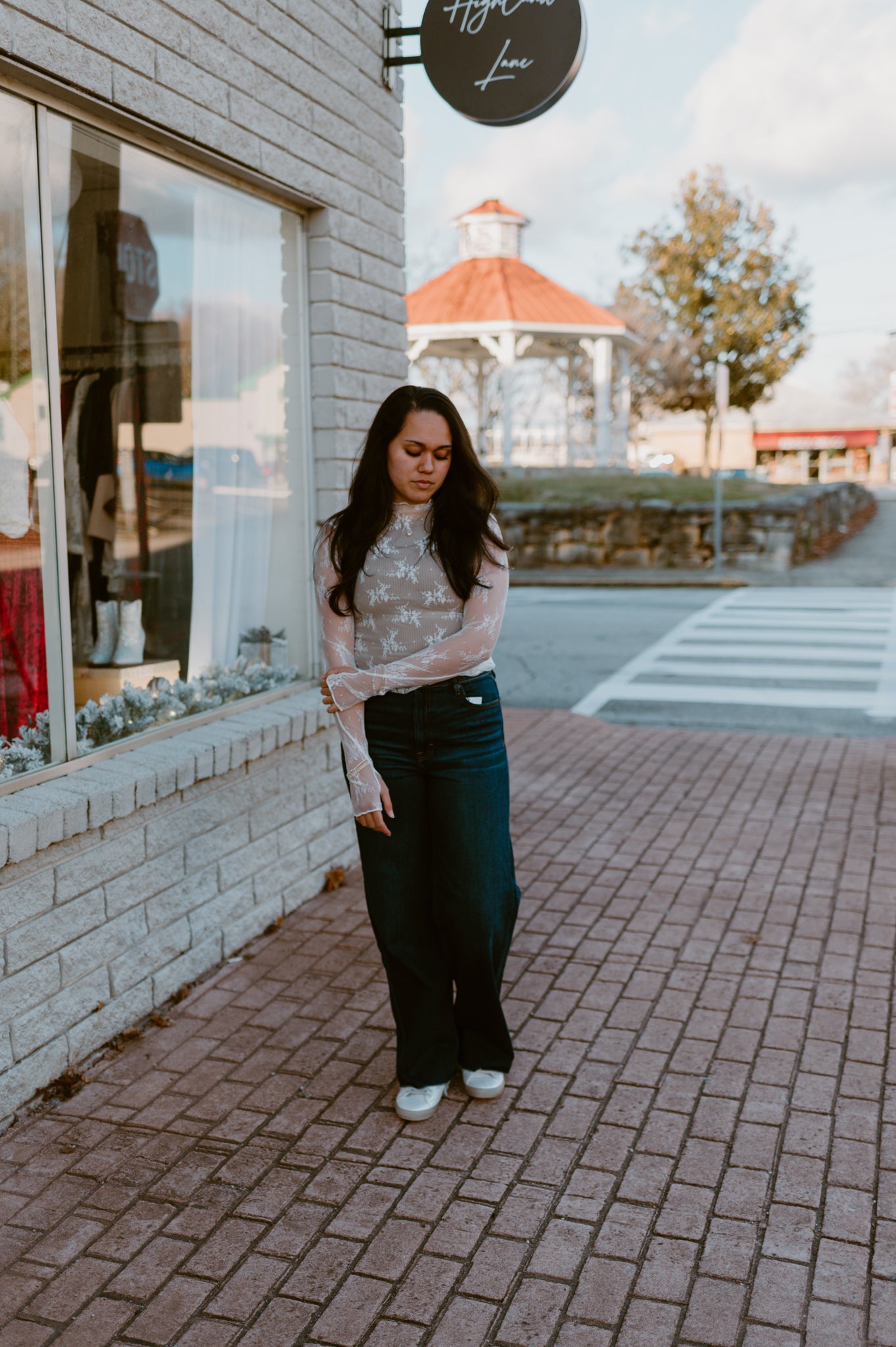 Mesh Lace High Neck Long Sleeve Lace | Cream